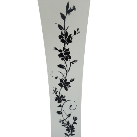 Vază pentru flori, din MDF, 58 cm, alb cu flori negre [4]