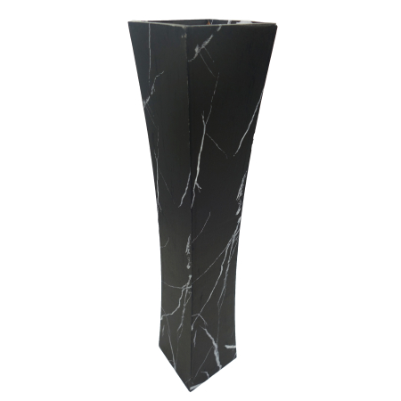 Decoratiuni - Vază pentru flori, din MDF, 58 cm, negru cu linii albe