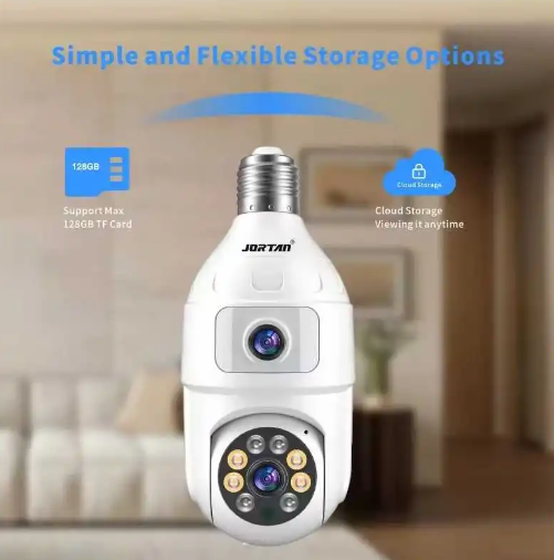 Set 2 x Cameră de Supraveghere Duală Tip Bec Jortan JTZ-9696PROB Wifi , HD  cu Vedere 360°, Full Color , Icsee [6]