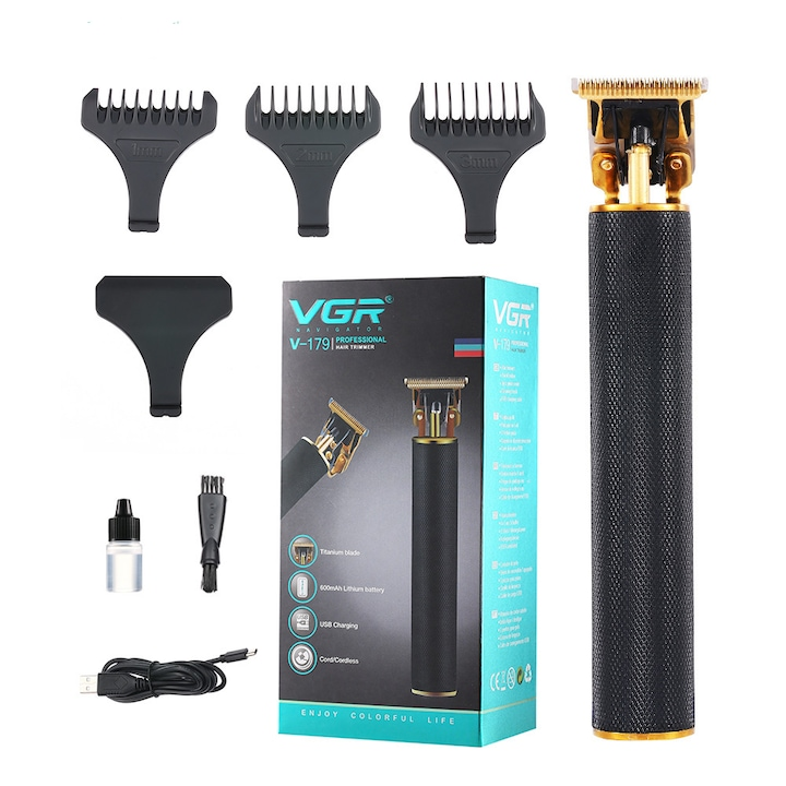 Oferte !! - Masina de Tuns si Ras VGR V-179, lame inox, Operare 120 min, 3 Piepteni ajustare lungime