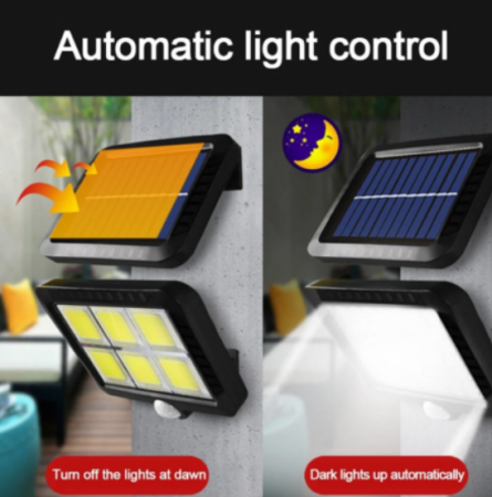 Set 4 x Proiectoare Solare cu Panou Fotovoltaic Separat și Senzor de Mișcare, 96 COB LED, Telecomandă Inclusă [1]