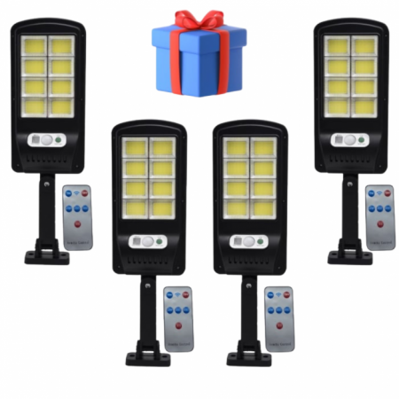 Lampi Solare - Set 4x Lampi Solare Stradale LED Astro by Innova, 160 LED COB, Senzor, Telecomandă, IP66, Cadou + Garanție 3 Ani