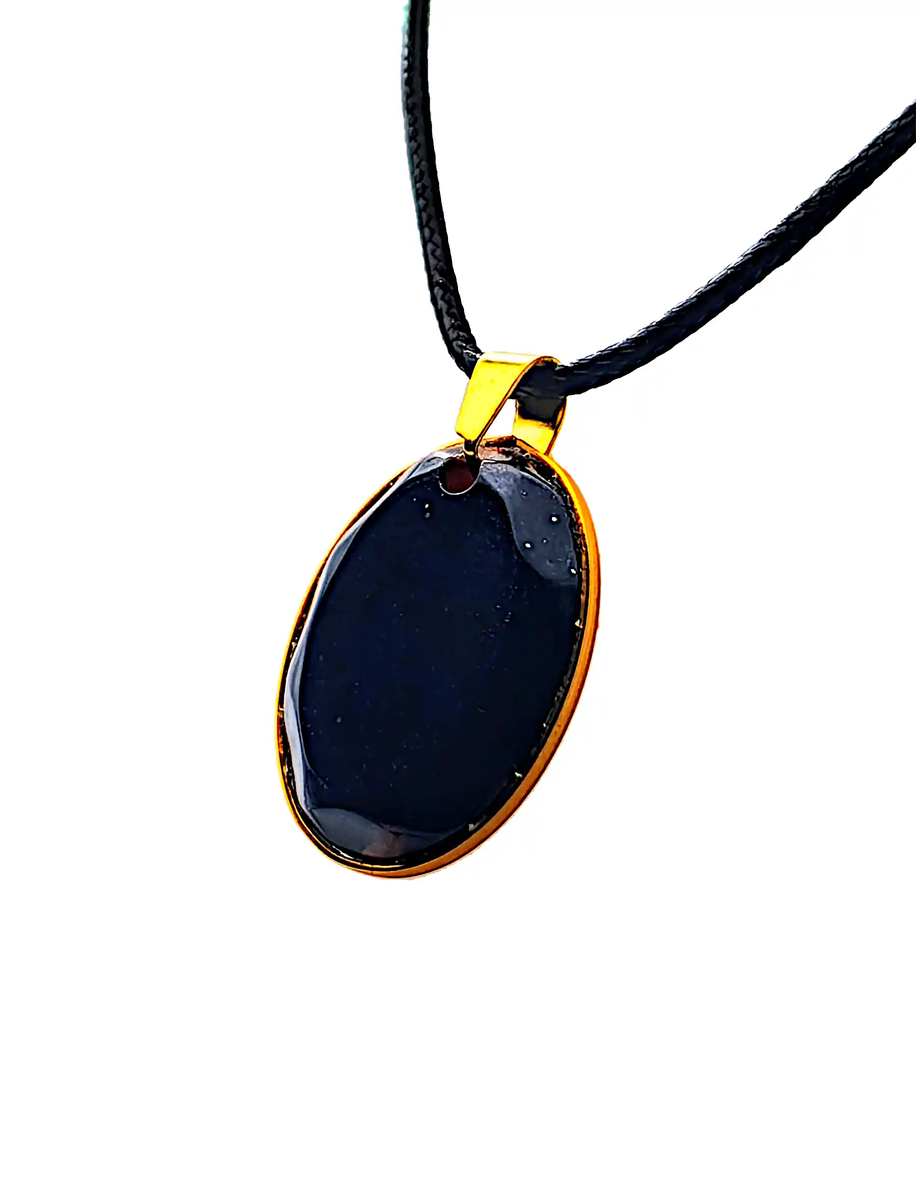 Pandantiv Handmade din Rășină Negru Lucios, Oval – SM 175 | Selin Mode [2]