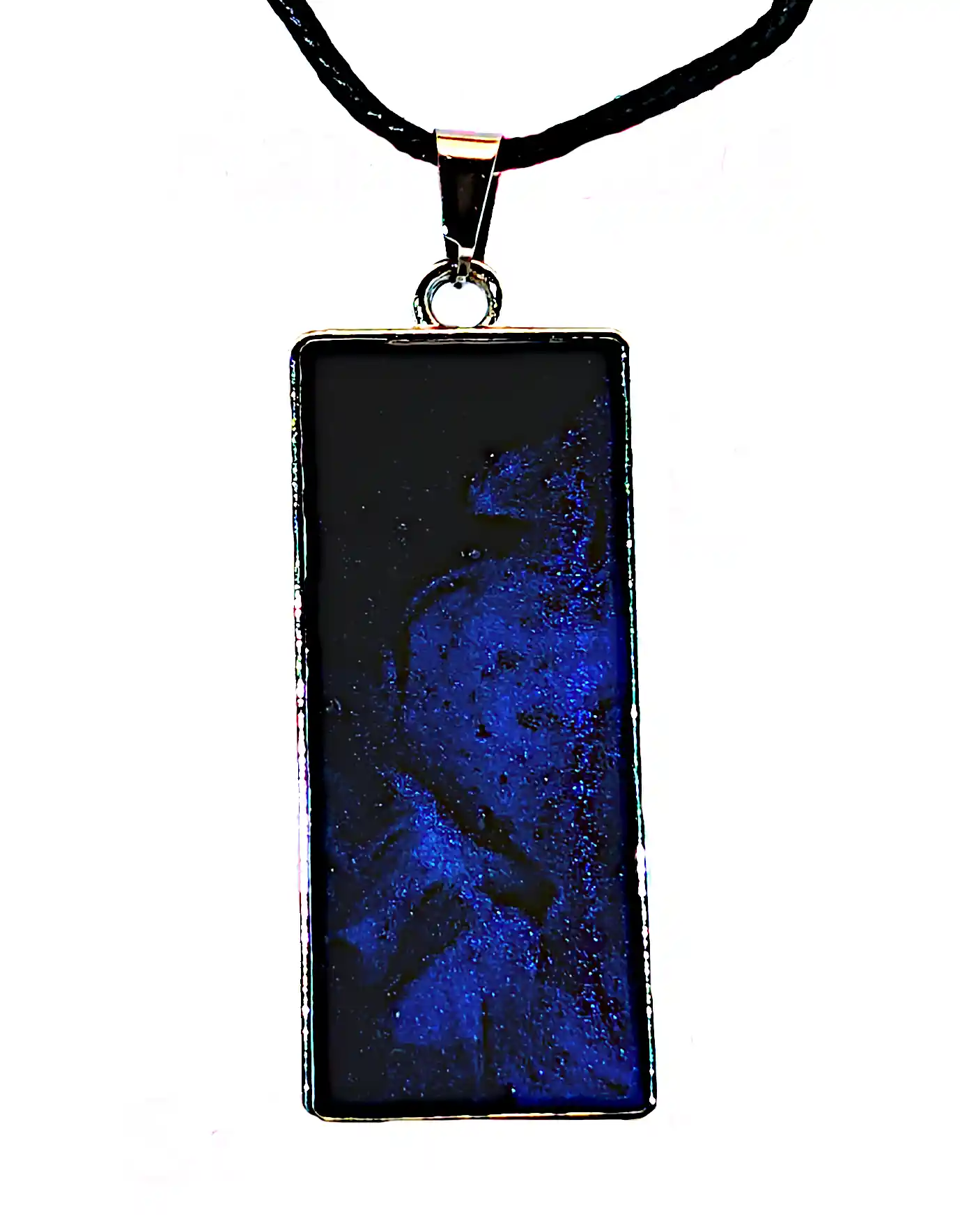 Pandantiv Handmade din Rășină – Rectangular Albastru Midnight cu Textură Irizată – SM 221 [2]