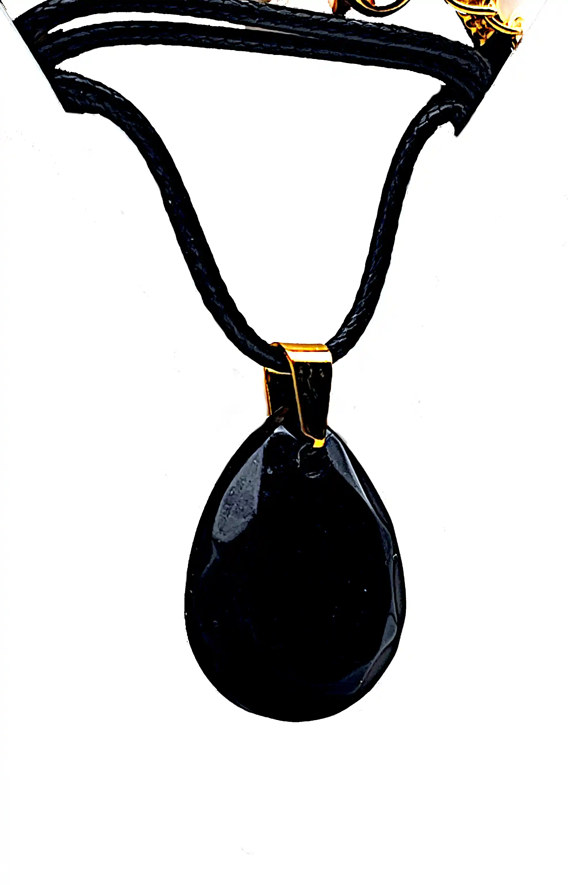 Pandantiv Handmade din Rășină – Picătură Neagră cu Prindere Aurie – Model Unicat SM 204 [2]