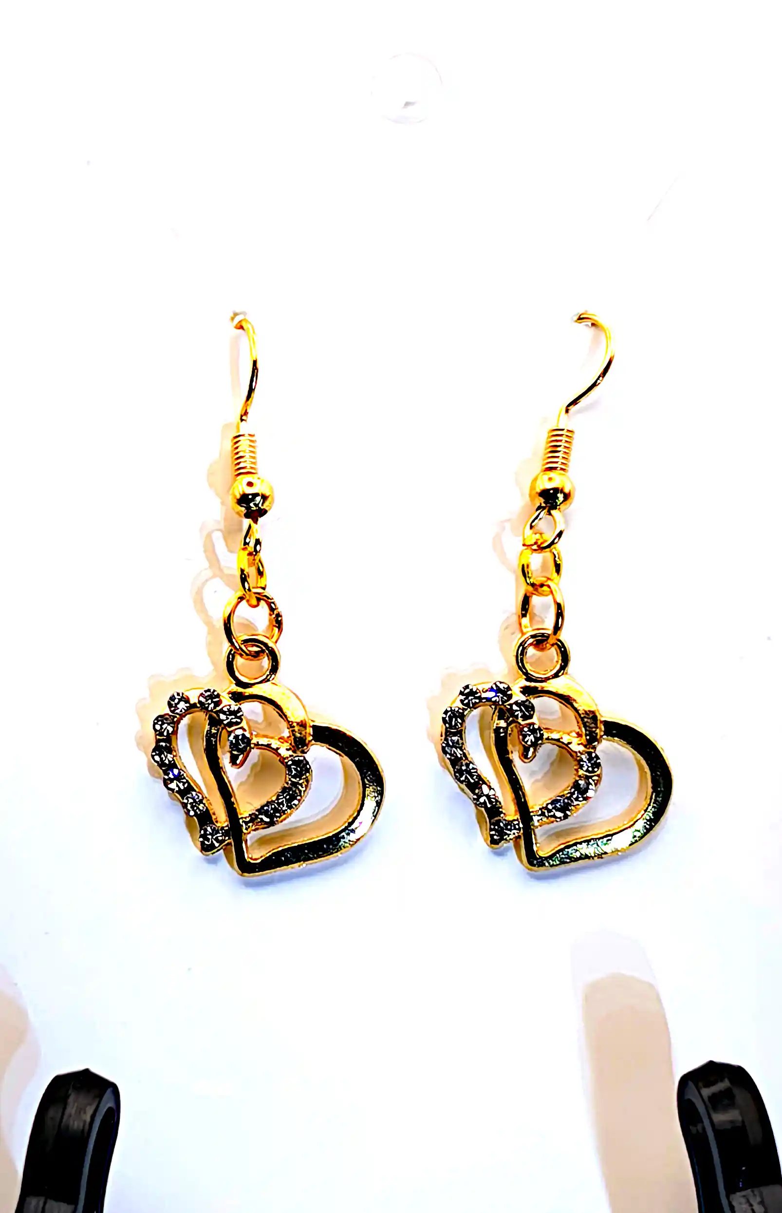 Cercei Eleganți Aurii cu Inimi Împletite și Accente Strălucitoare – SM 187 [1]