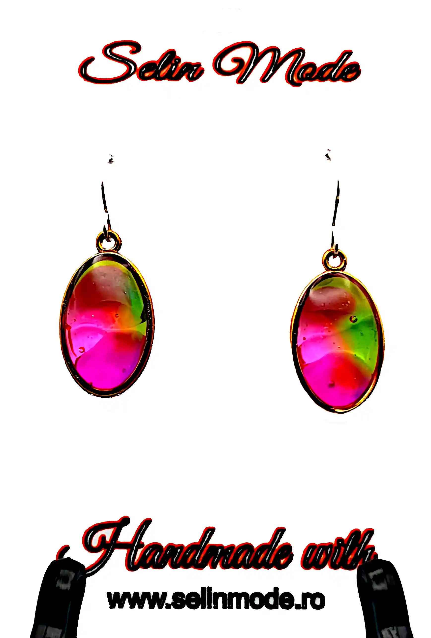 Set Handmade Cercei din Rășină Multicoloră în Montură Ovală – SM 186 [1]