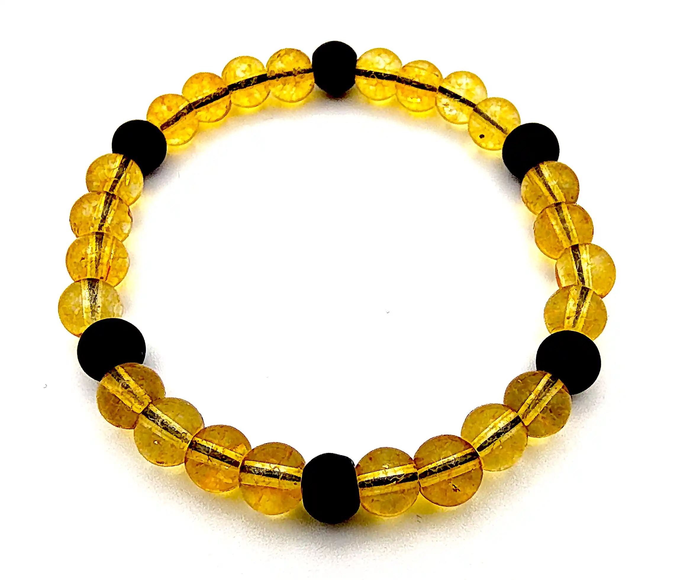 Brățară cu Citrin și Onix Negru Natural, 6 mm – 14,5 cm – SM 229 [1]