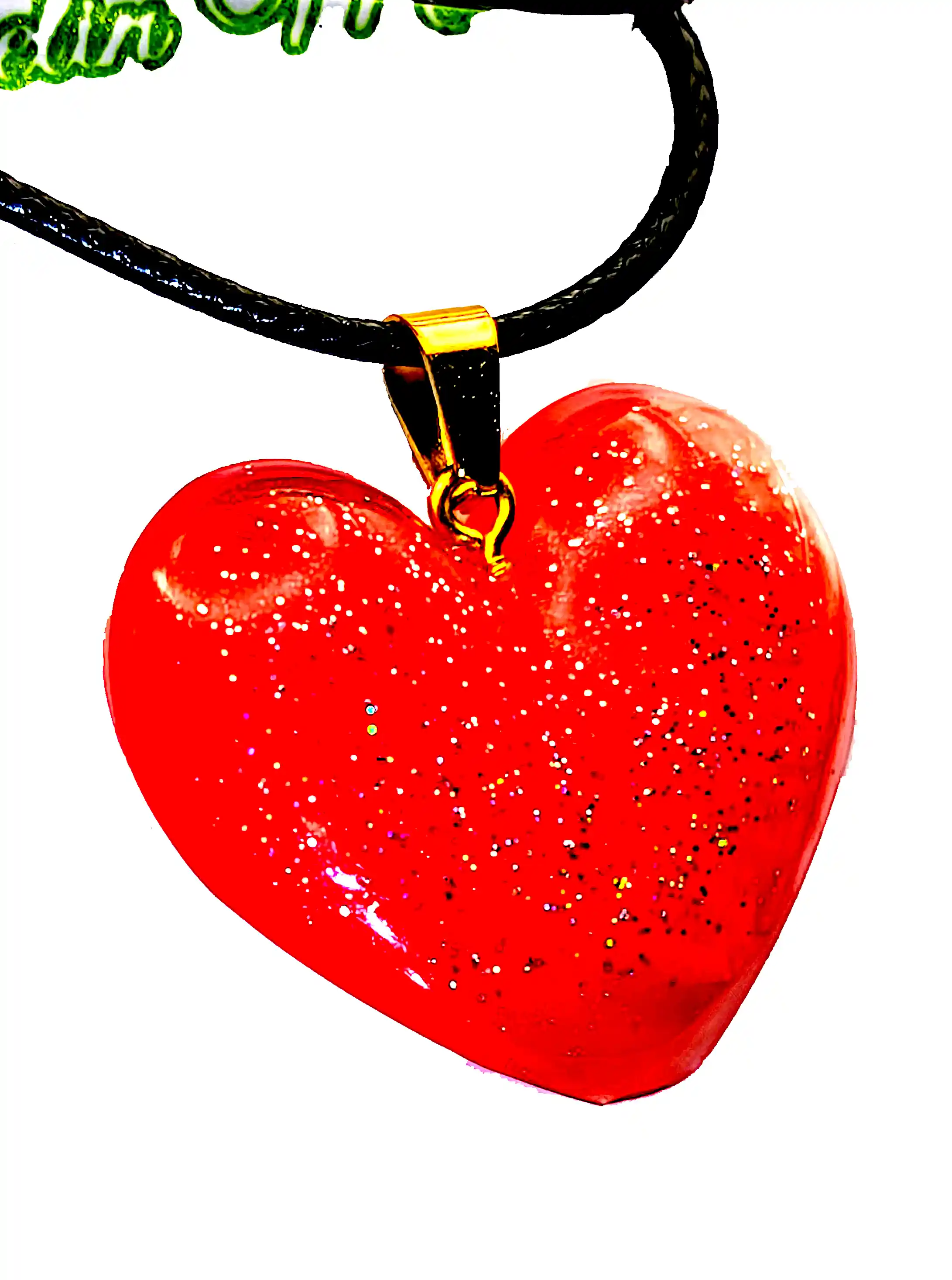 Pandantiv Inimă Roșie din Rășină Epoxidică cu Sclipici Holografic – SM 207 | Selin Mode [2]