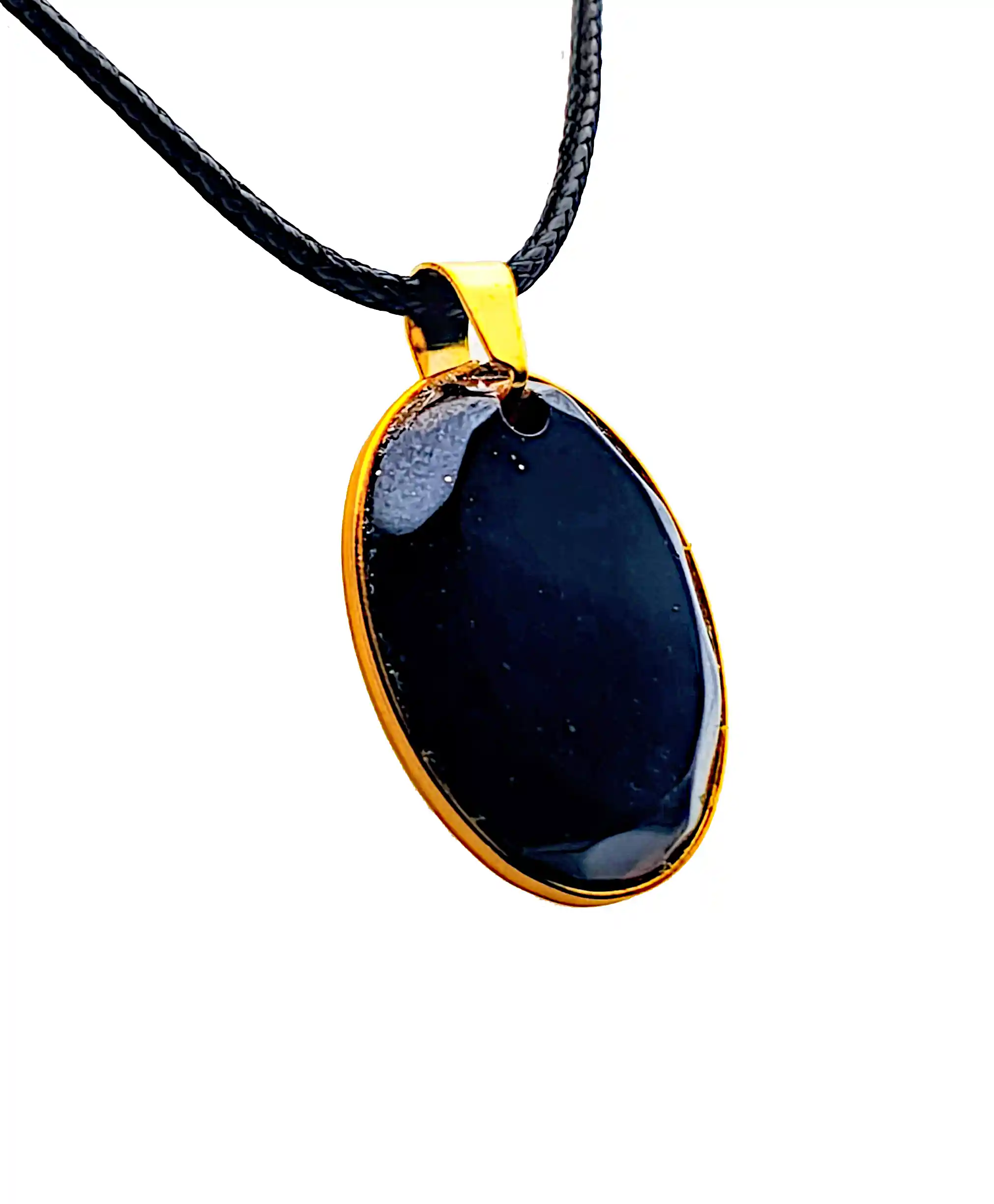 Pandantiv Handmade din Rășină Negru Lucios, Oval – SM 175 | Selin Mode [3]