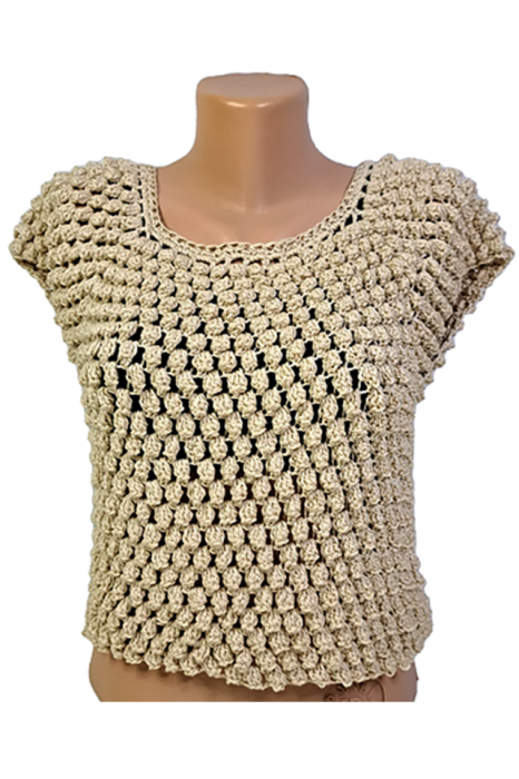 Bluză croșetată manual cu ochiuri voluminoase și croială lejeră – SM 25 B – Selin Mode [1]