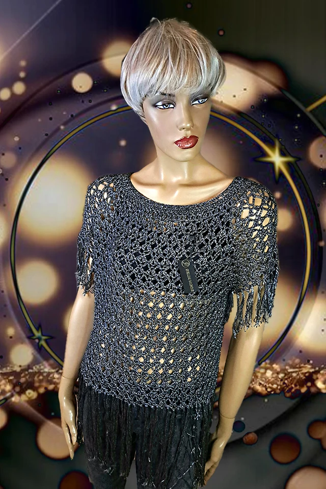 Bluză croșetată manual cu model aerisit și franjuri – SM 16 B – Selin Mode [2]