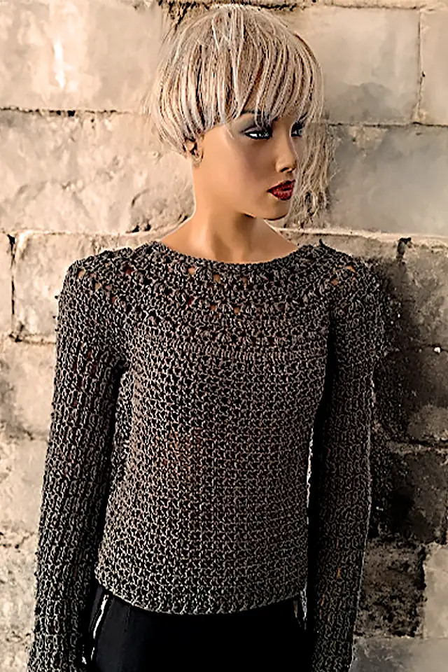 Bluză Croșetată Manual Gri Închis, Mâneci Lungi – SM 31 B [2]