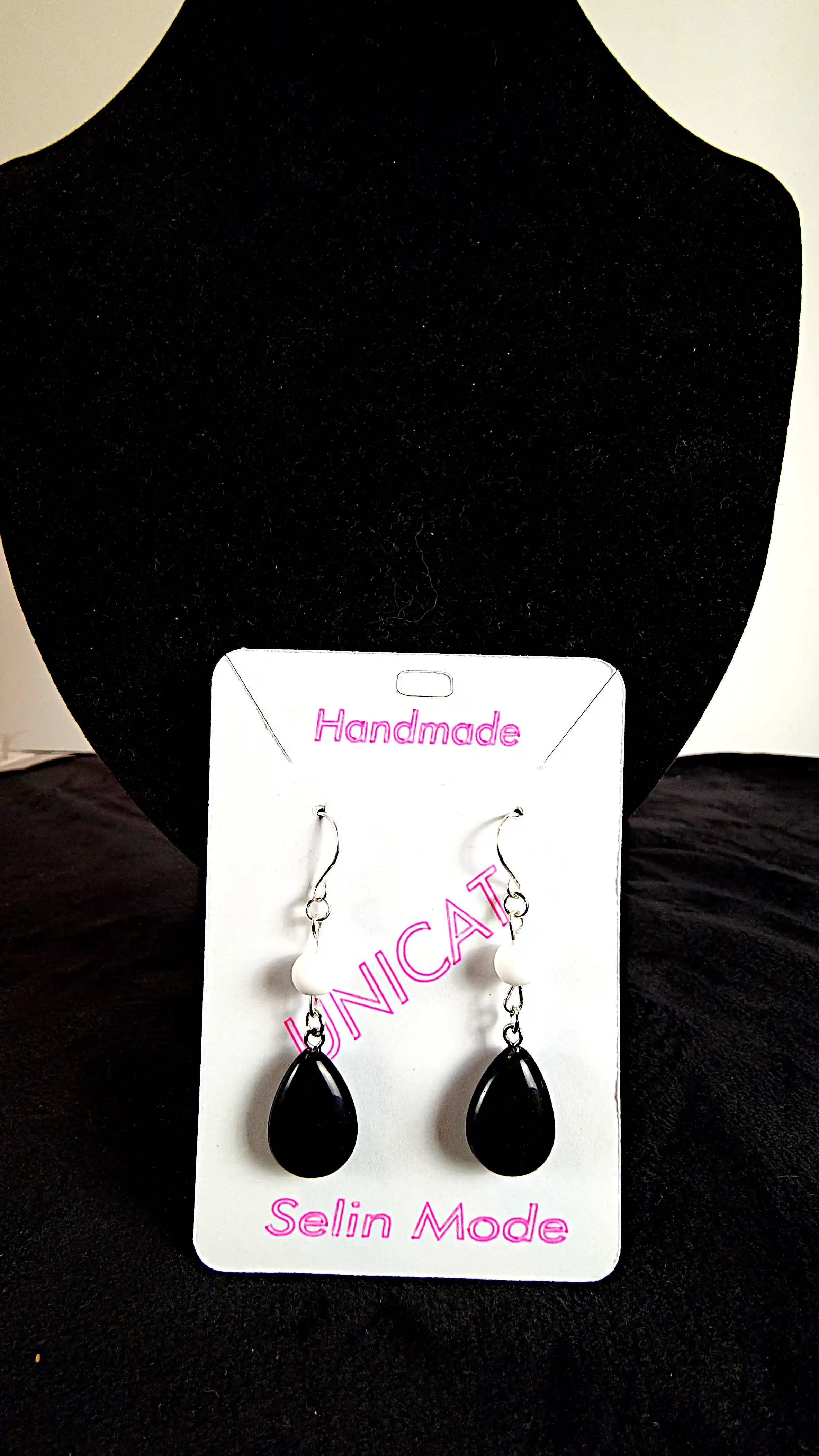 Cercei cu Piatră Naturală de Obsidian Negru – Handmade SM66 [1]