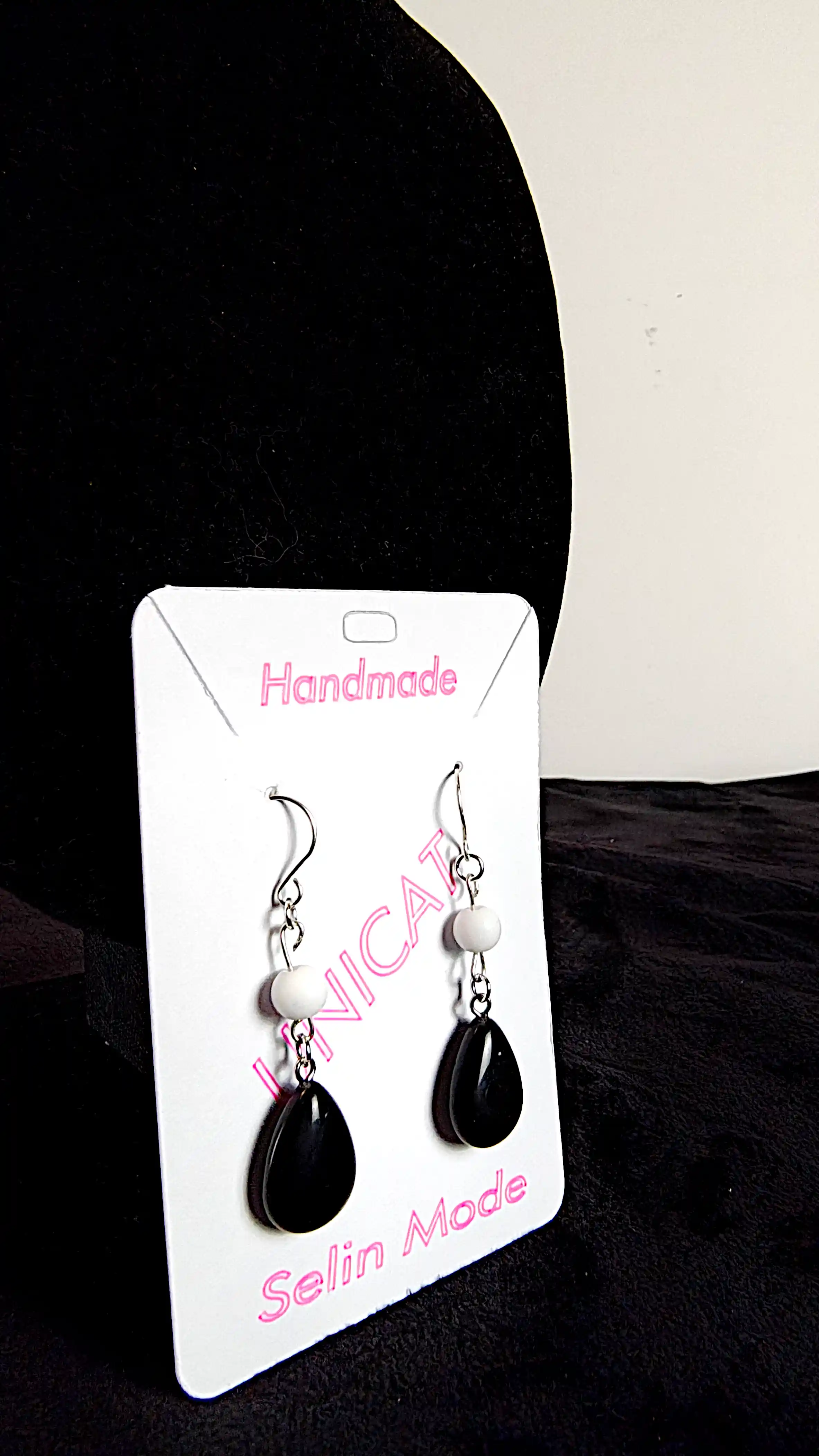 Cercei cu Piatră Naturală de Obsidian Negru – Handmade SM66 [2]