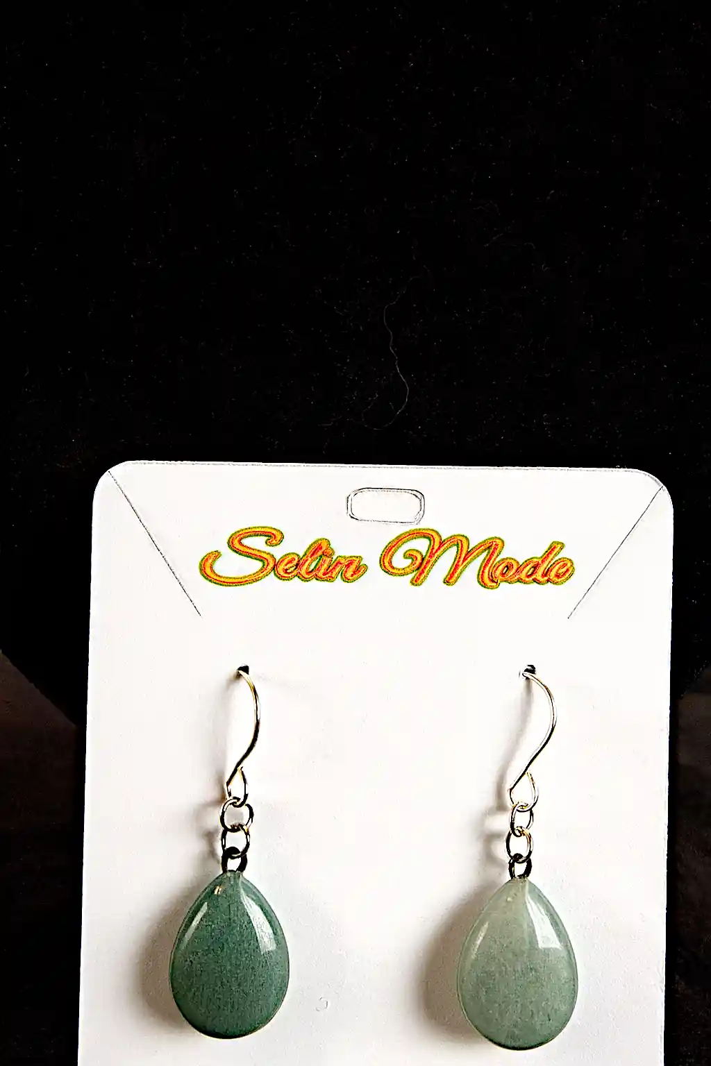 Cercei Handmade cu Aventurin Verde Natural, Model Picătură – SM 30 [2]