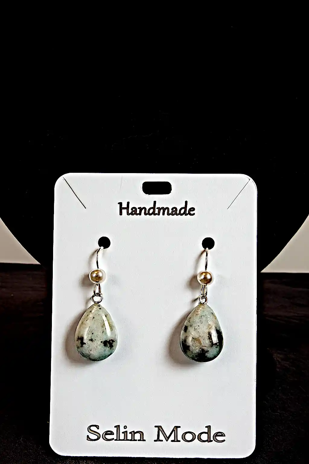 Cercei Handmade cu Kiwi Jasper Natural, Model Picătură – SM 31 [1]