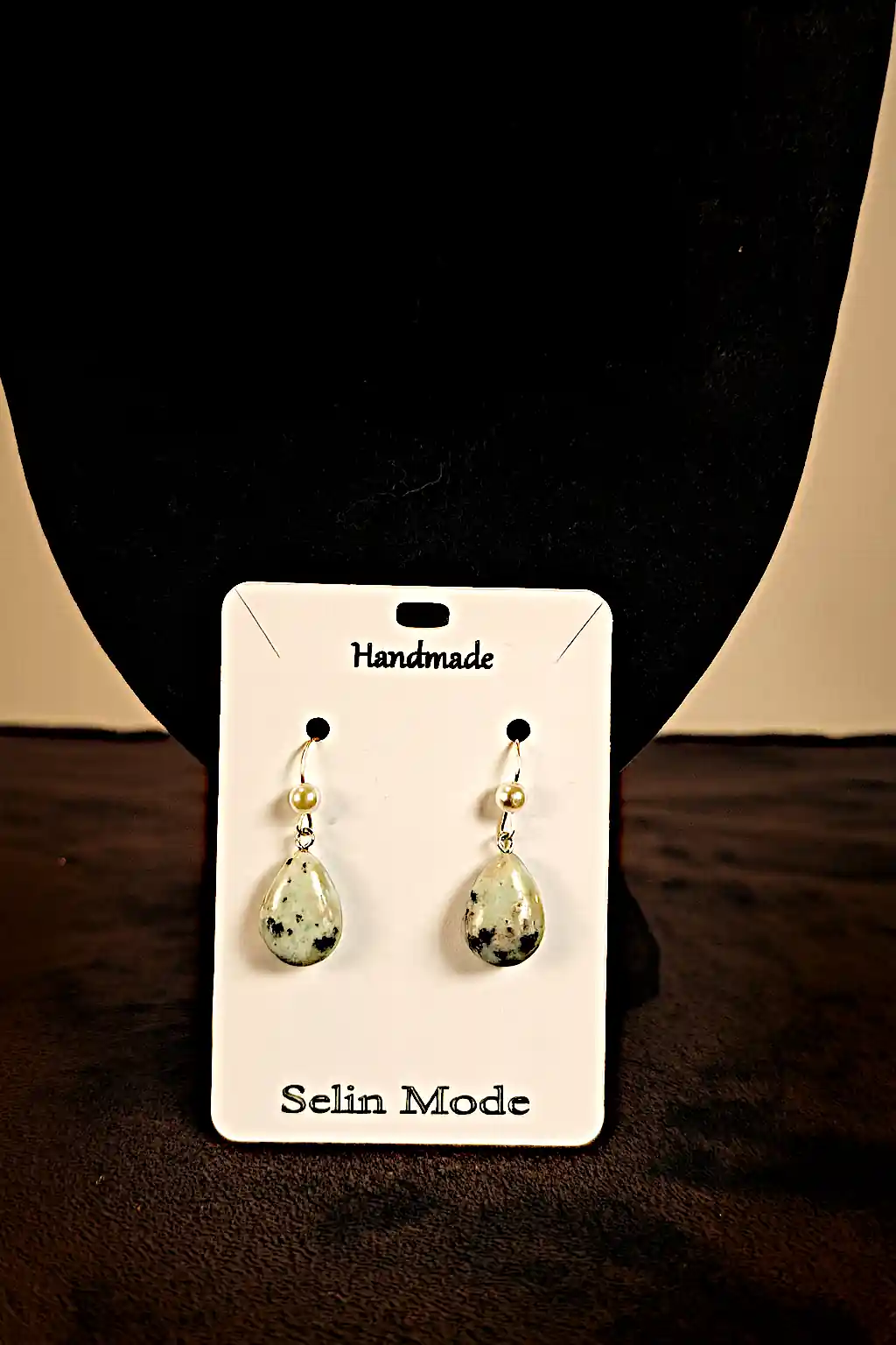 Cercei Handmade cu Kiwi Jasper Natural, Model Picătură – SM 31 [2]