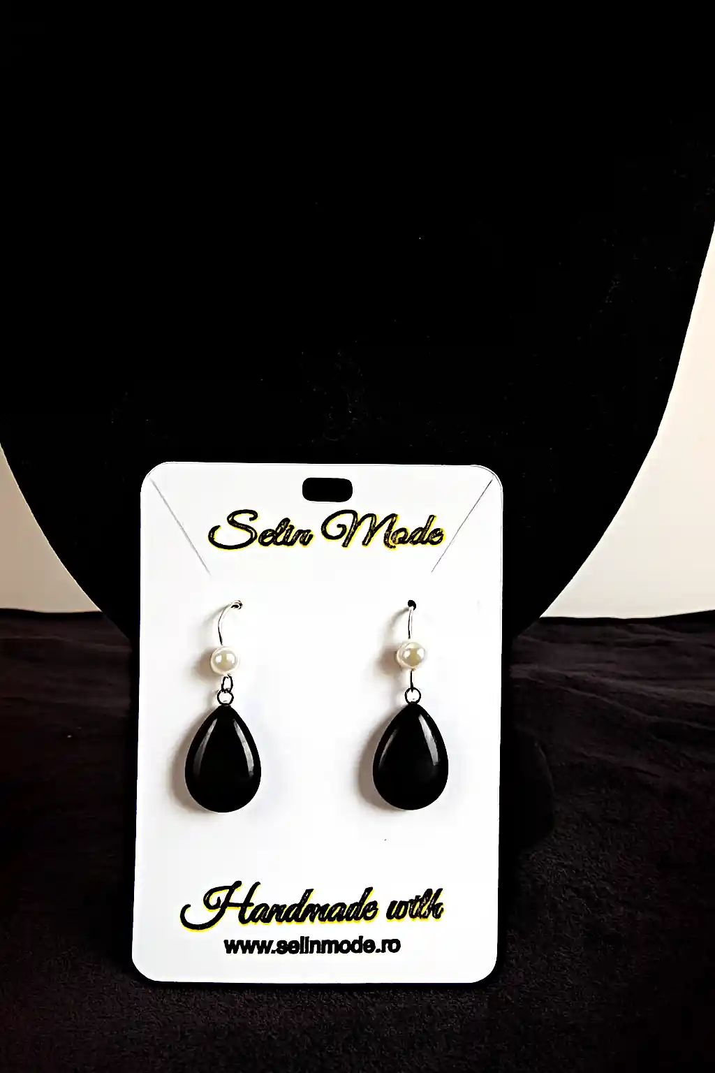 Cercei Handmade cu Obsidian Negru Natural, Model Picătură – SM 29 [2]