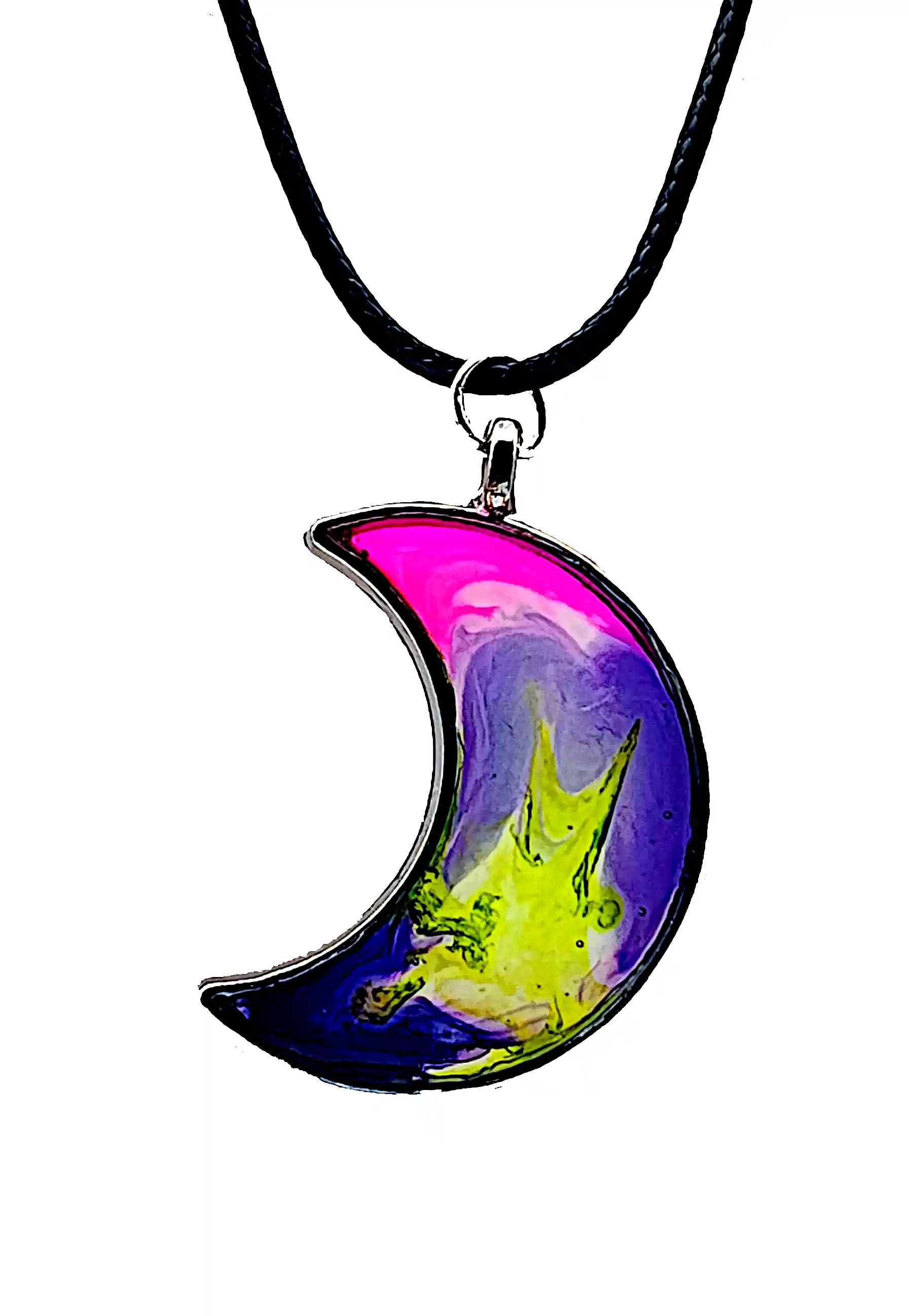 Pandantiv Din Rășină în Formă de Lună – Multicolor Neon – SM 172 | Bijuterie Handmade Selin Mode [2]