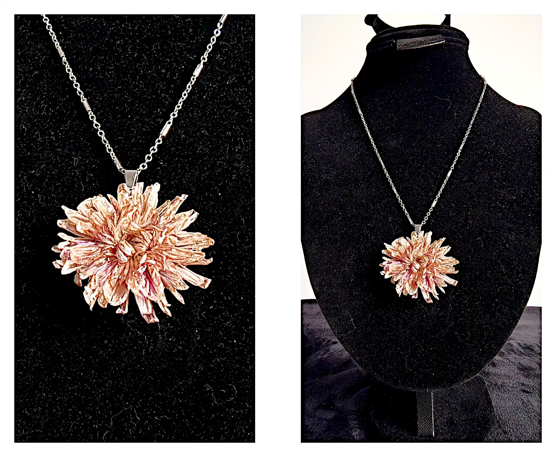 Pandantiv handmade din floare naturală CRIZANTEMĂ cu accente aurii – SM 77 [2]