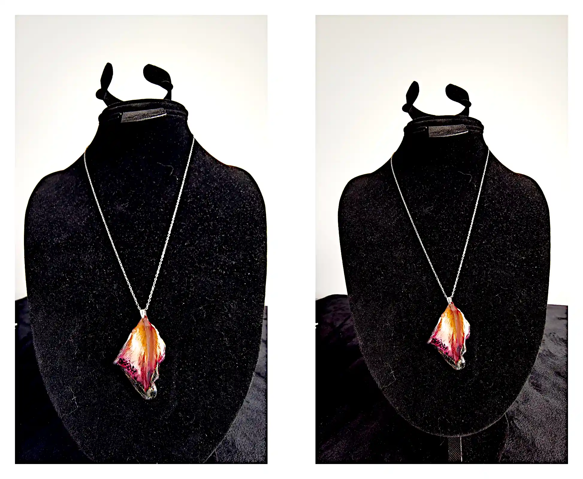 Pandantiv handmade din petală naturală de trandafir în nuanțe de roșu și violet – SM 82 [2]