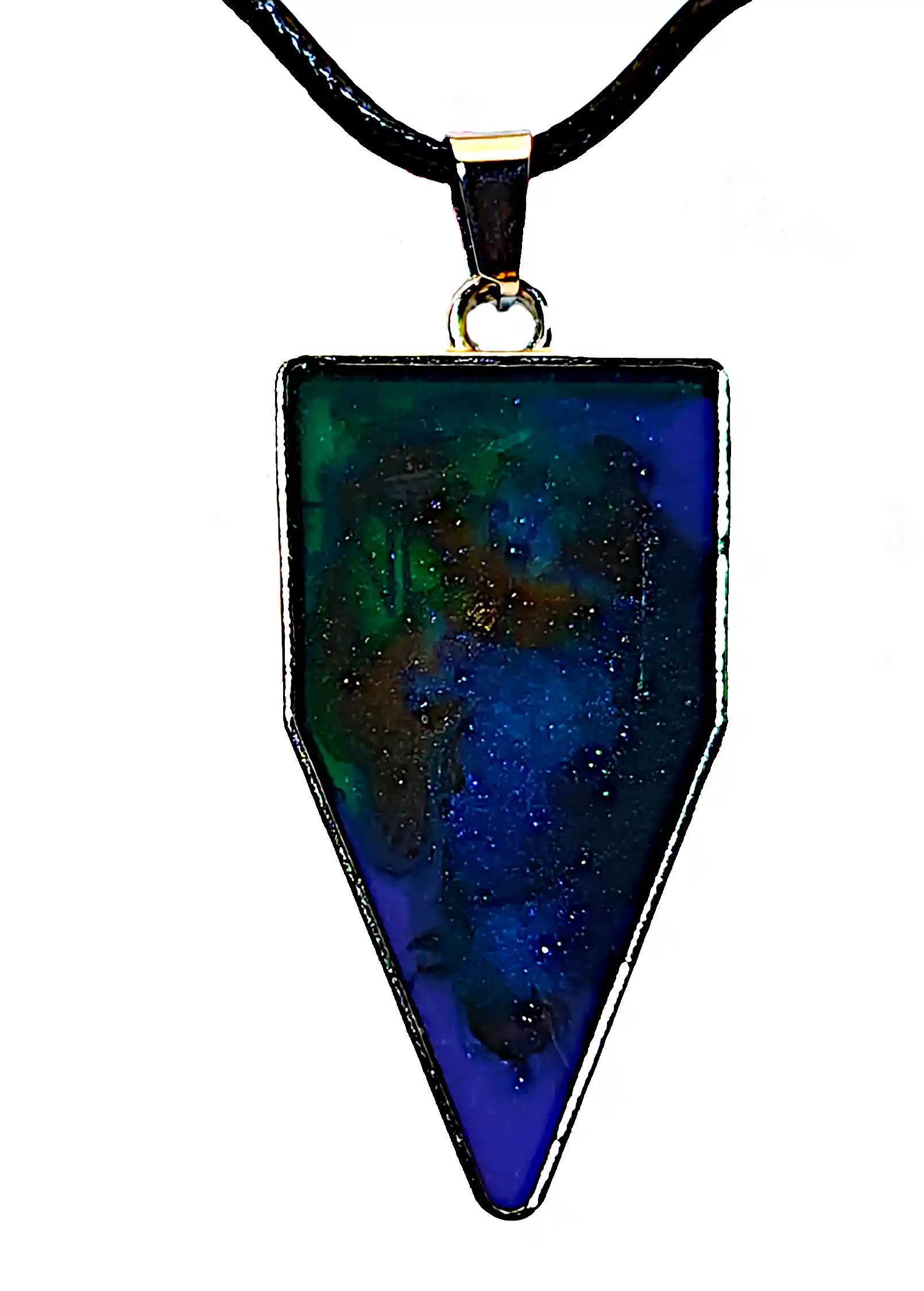 Pandantiv Handmade din Rășină – Formă Geometrică Albastru–Verde cu Reflexii Irizate – SM 220 [2]