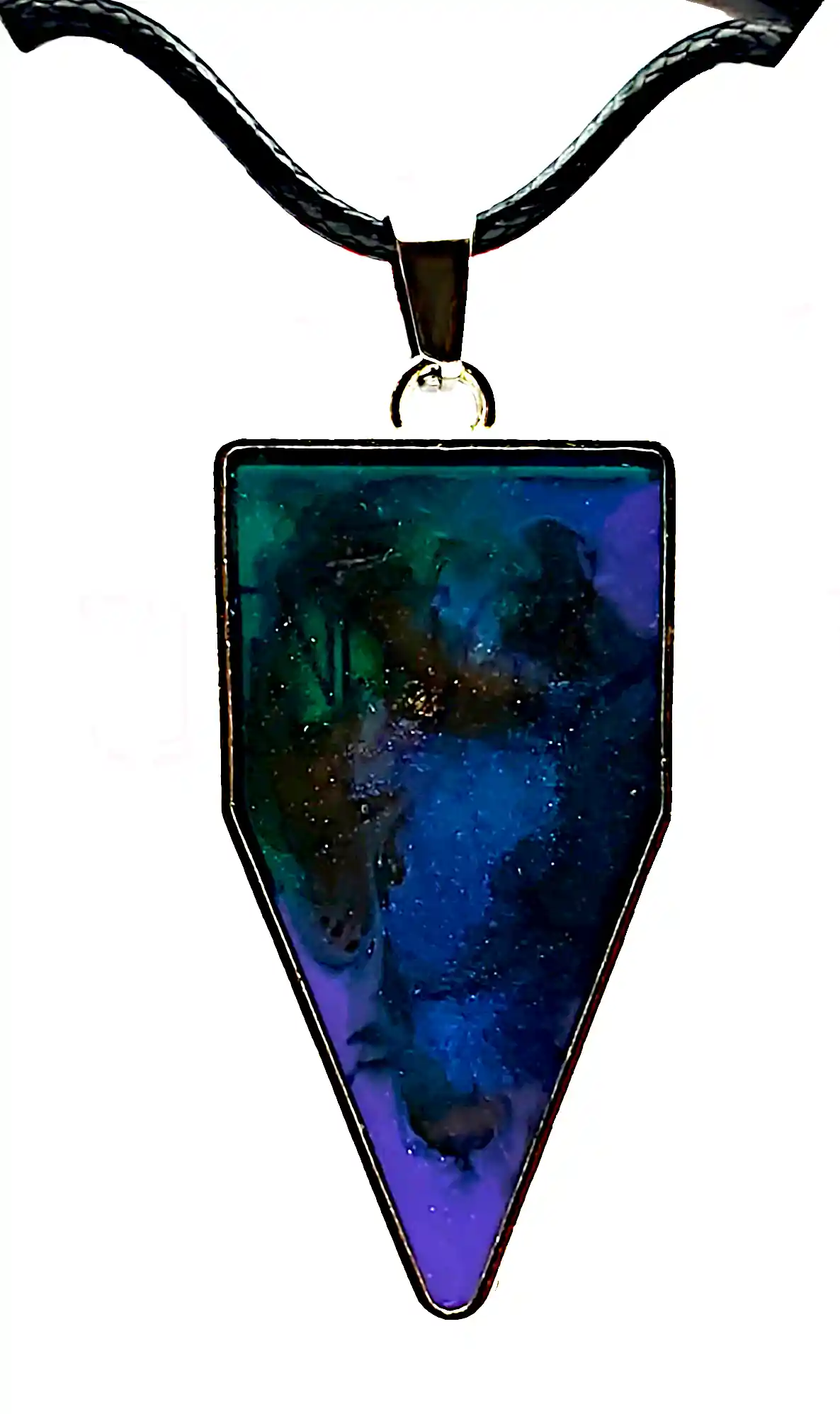 Pandantiv Handmade din Rășină – Formă Geometrică Albastru–Verde cu Reflexii Irizate – SM 220 [1]