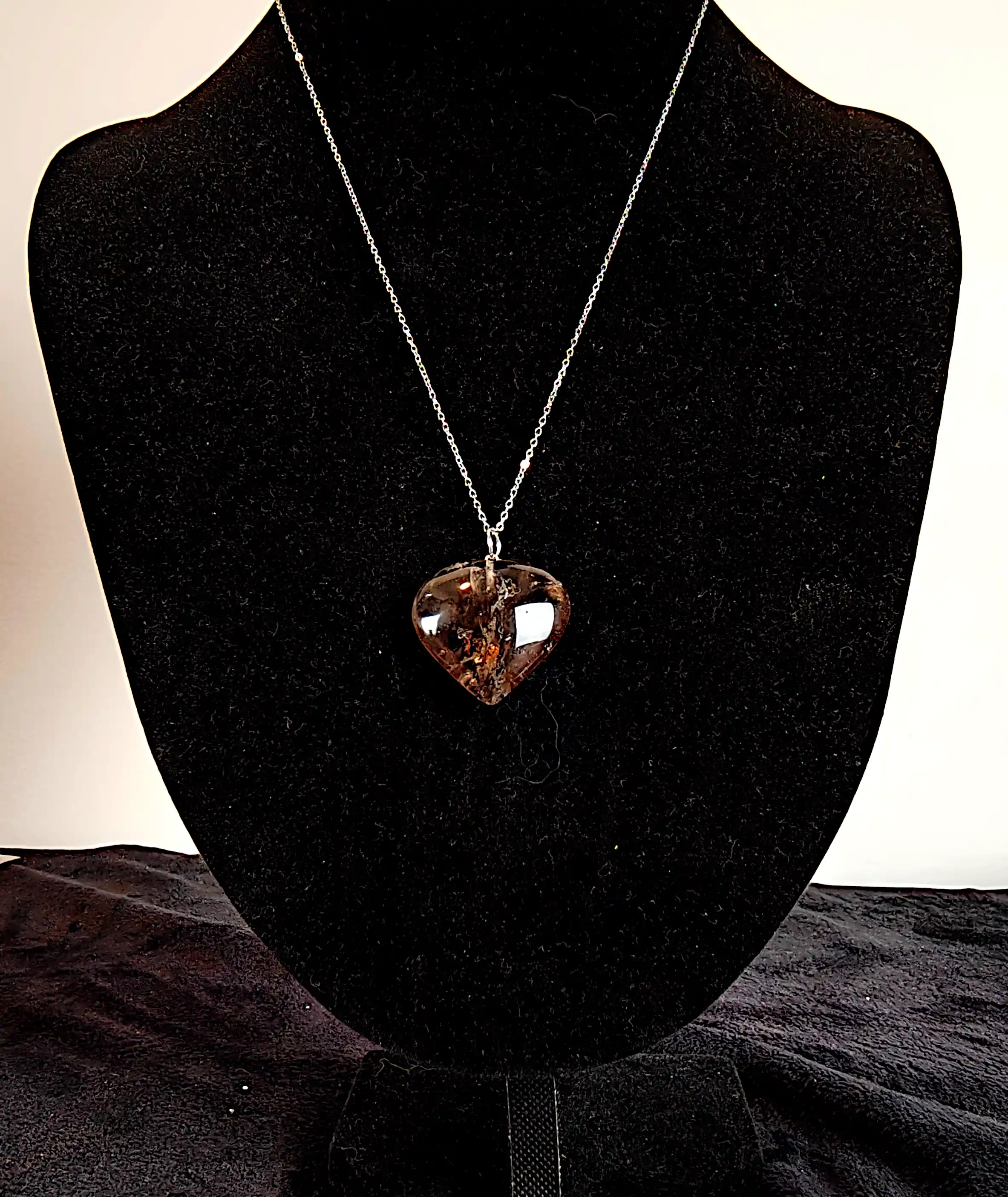 Pandantiv inimă din piatră naturală Cuarț Fumuriu – SM 60 | Selin Mode [2]