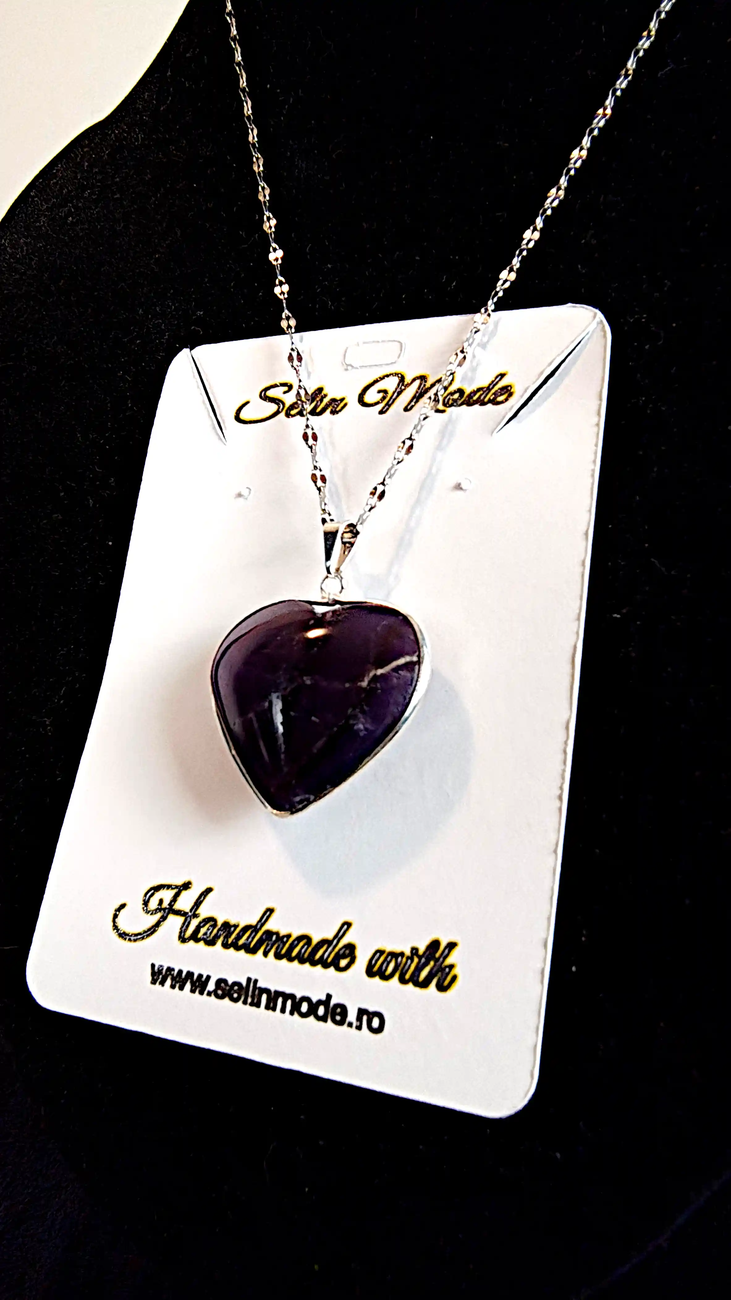 Pandantiv inimă din piatră naturală Ametist – SM 35 [2]