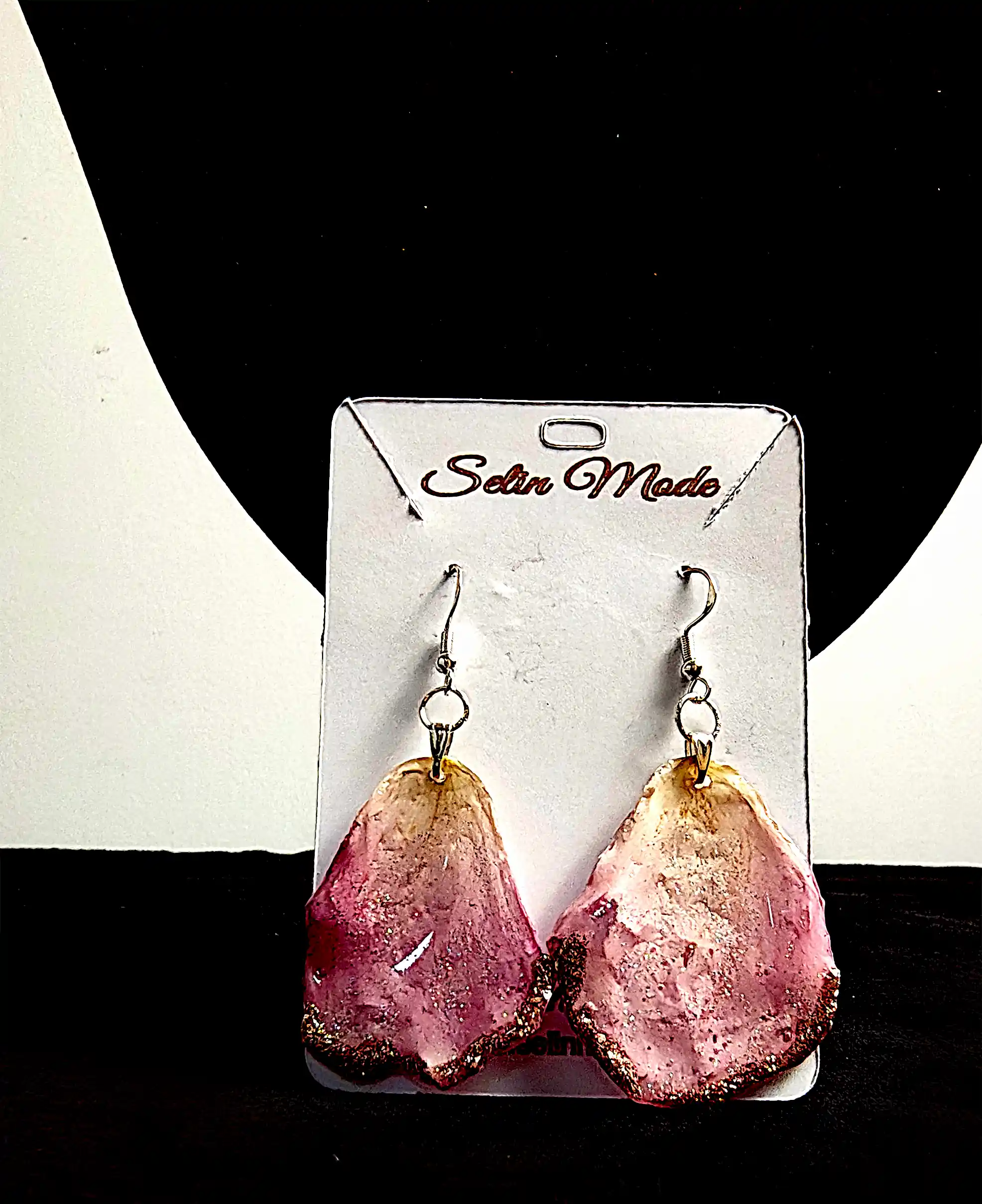 Set bijuterii SM 108 – Petale naturale de trandafir în rășină transparentă [3]