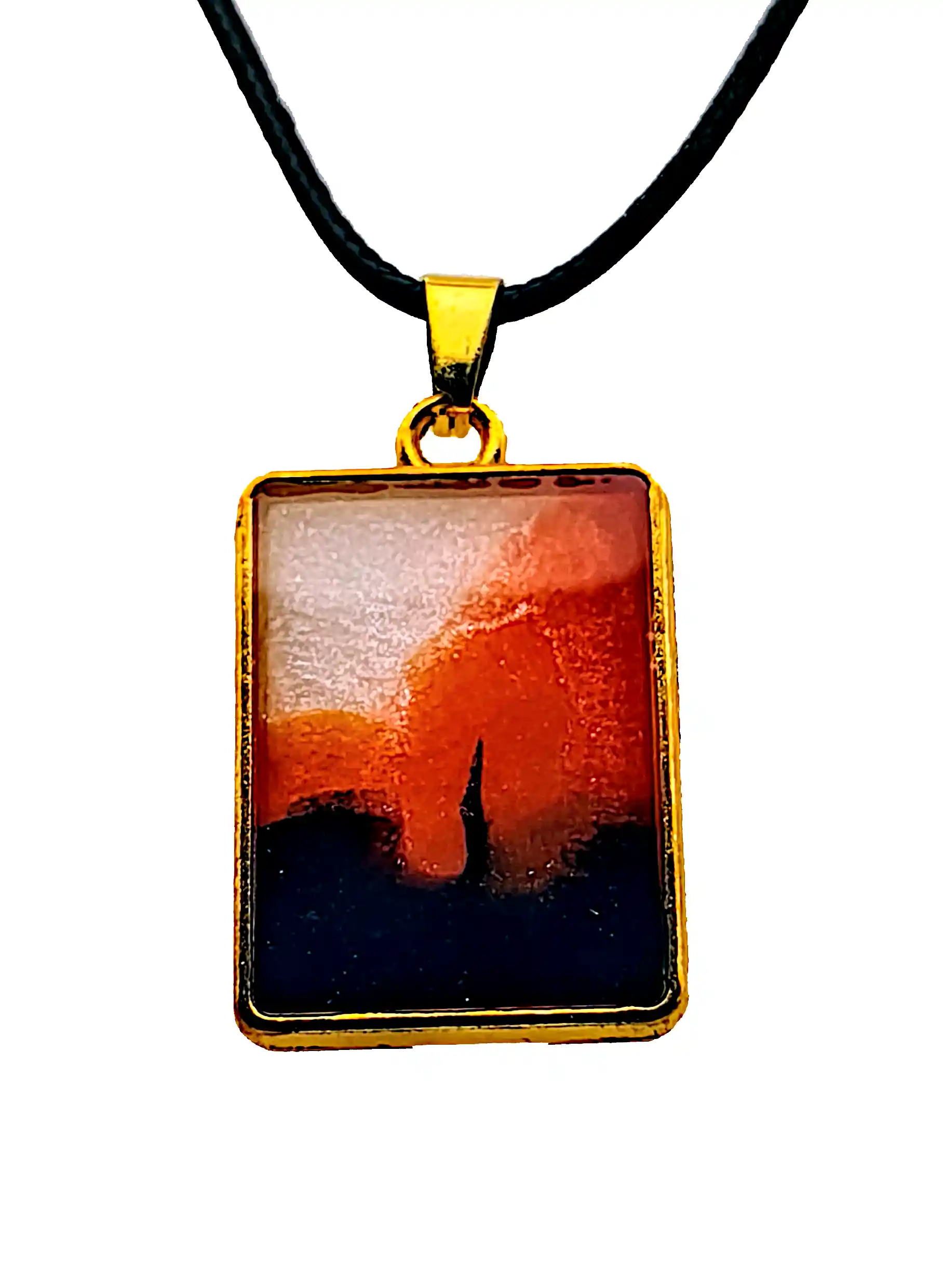 Pandantive din Rășină Epoxidică - Pandantiv Handmade din Rășină cu Model Abstract în Nuanțe Calde – SM 176 | Selin Mode