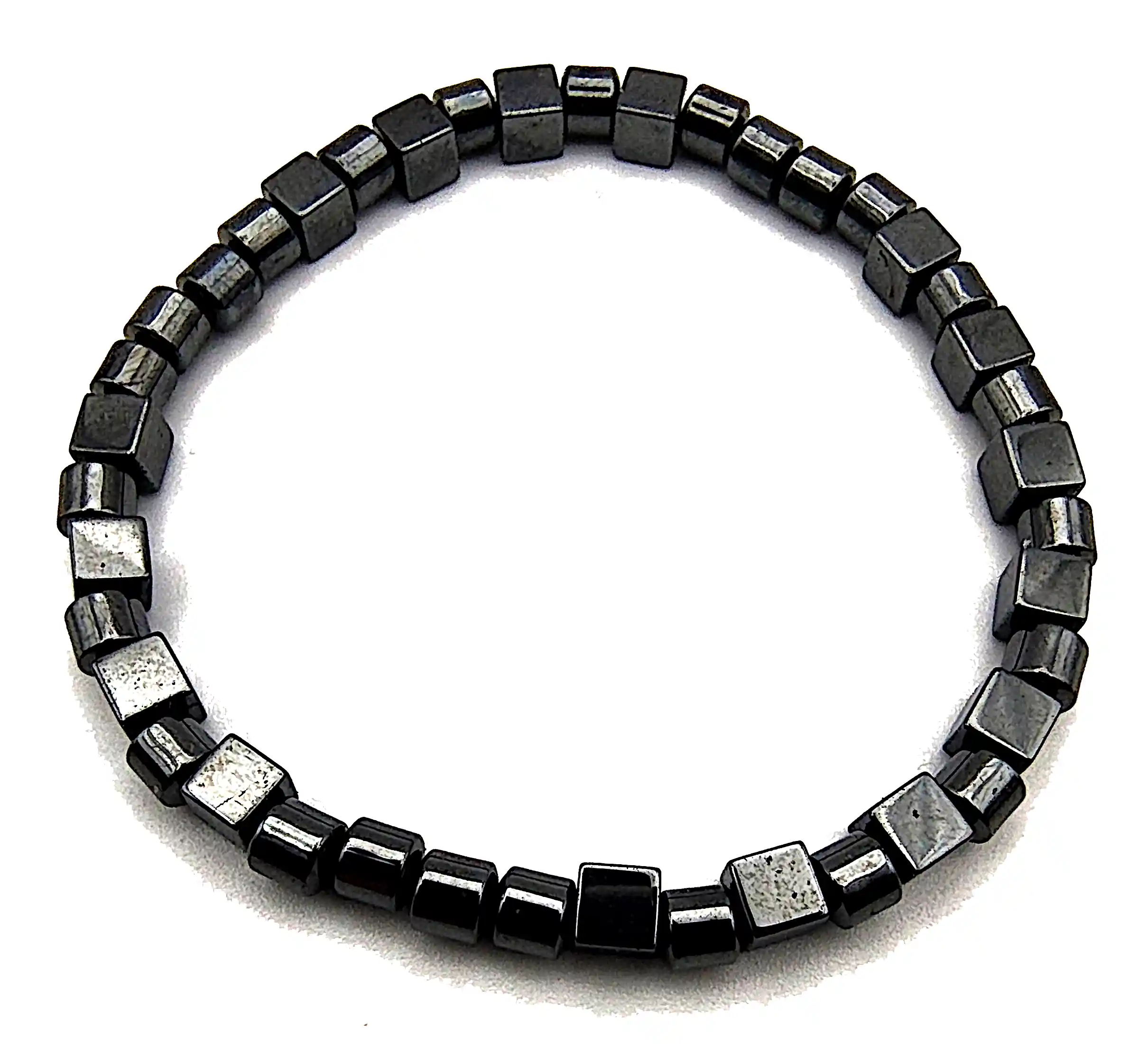 Bijuterii - Brățară cu Hematit Natural, Cuburi Negre – 15,5 cm – SM 228