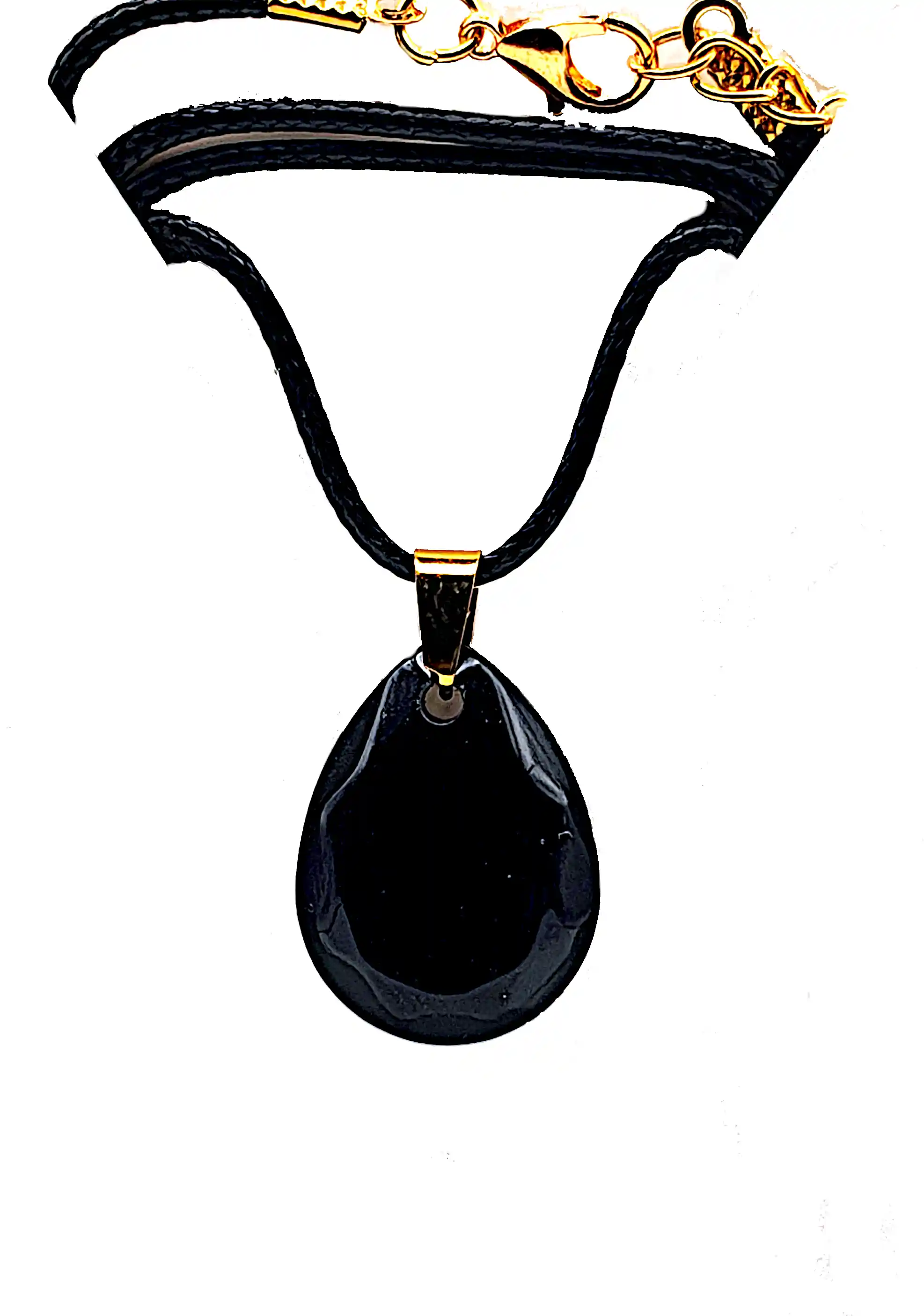 Pandantive din Rășină Epoxidică - Pandantiv Handmade din Rășină – Picătură Neagră cu Prindere Aurie – Model Unicat SM 204