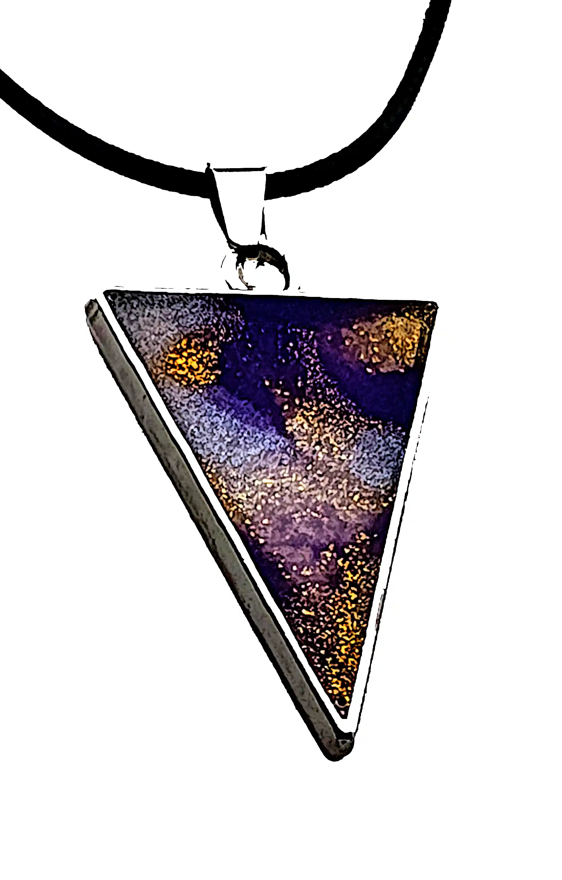 Pandantiv Handmade din Rășină în Formă de Triunghi cu Model Violet–Auriu – SM 177 | Selin Mode [1]