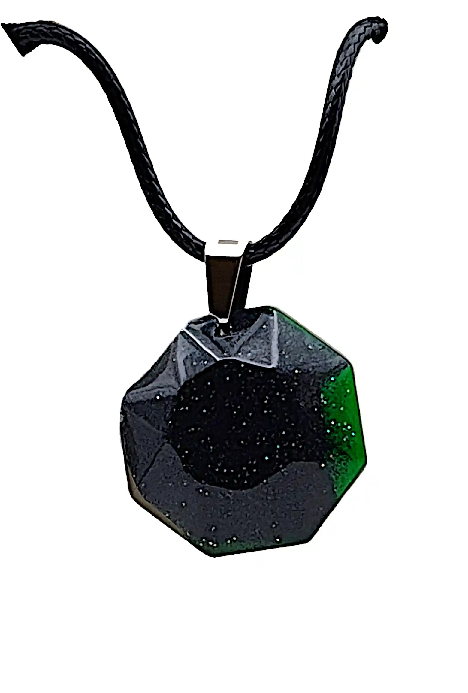Pandantive din Rășină Epoxidică - Pandantiv Handmade din Rășină – Geometrie Negru–Verde cu Efect Mineral și Reflexii Fine – Model Unicat SM 217