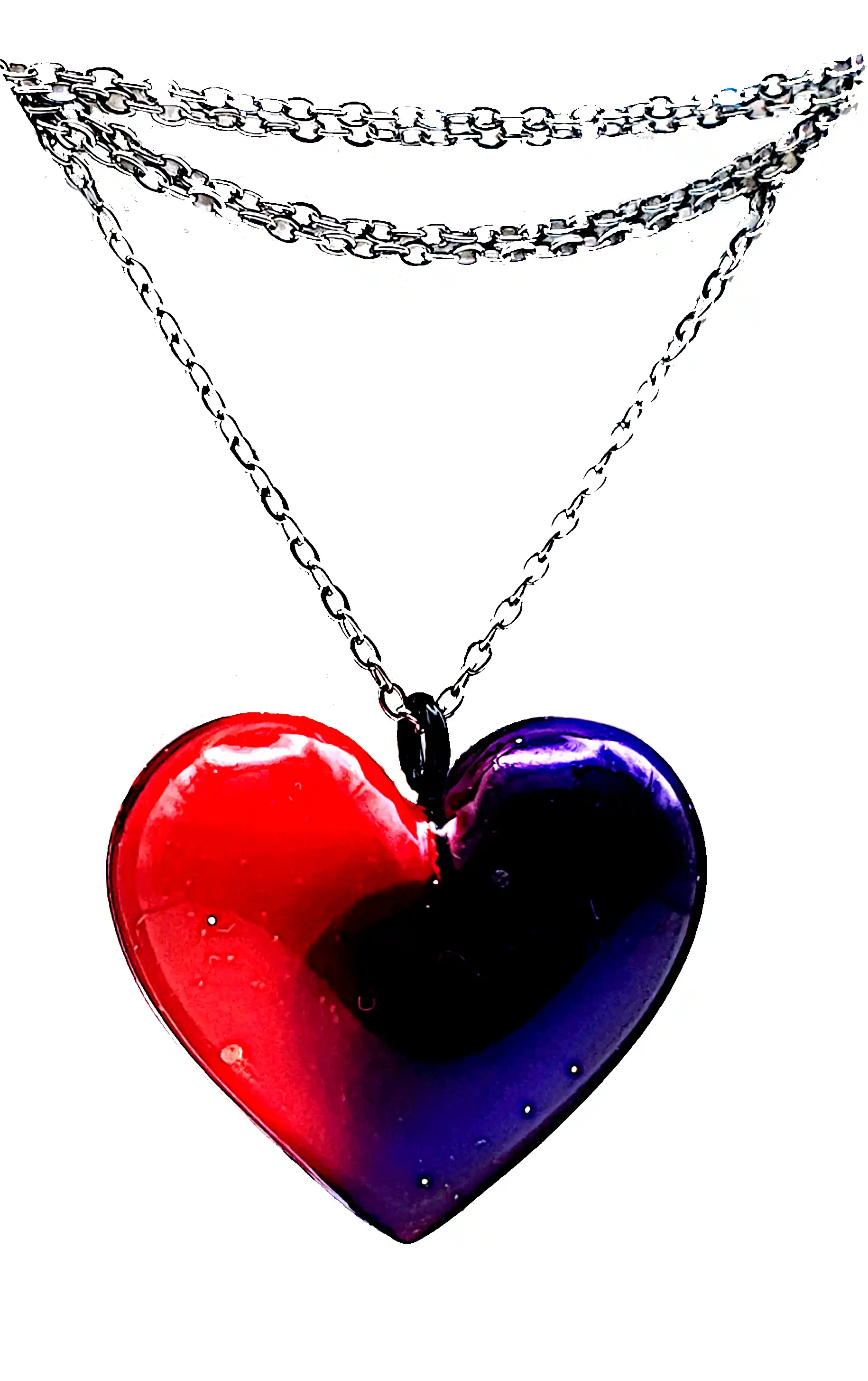 Pandantiv Handmade din Rășină în Formă de Inimă – Bicolor Roșu & Albastru – Model Unicat SM 203 [1]