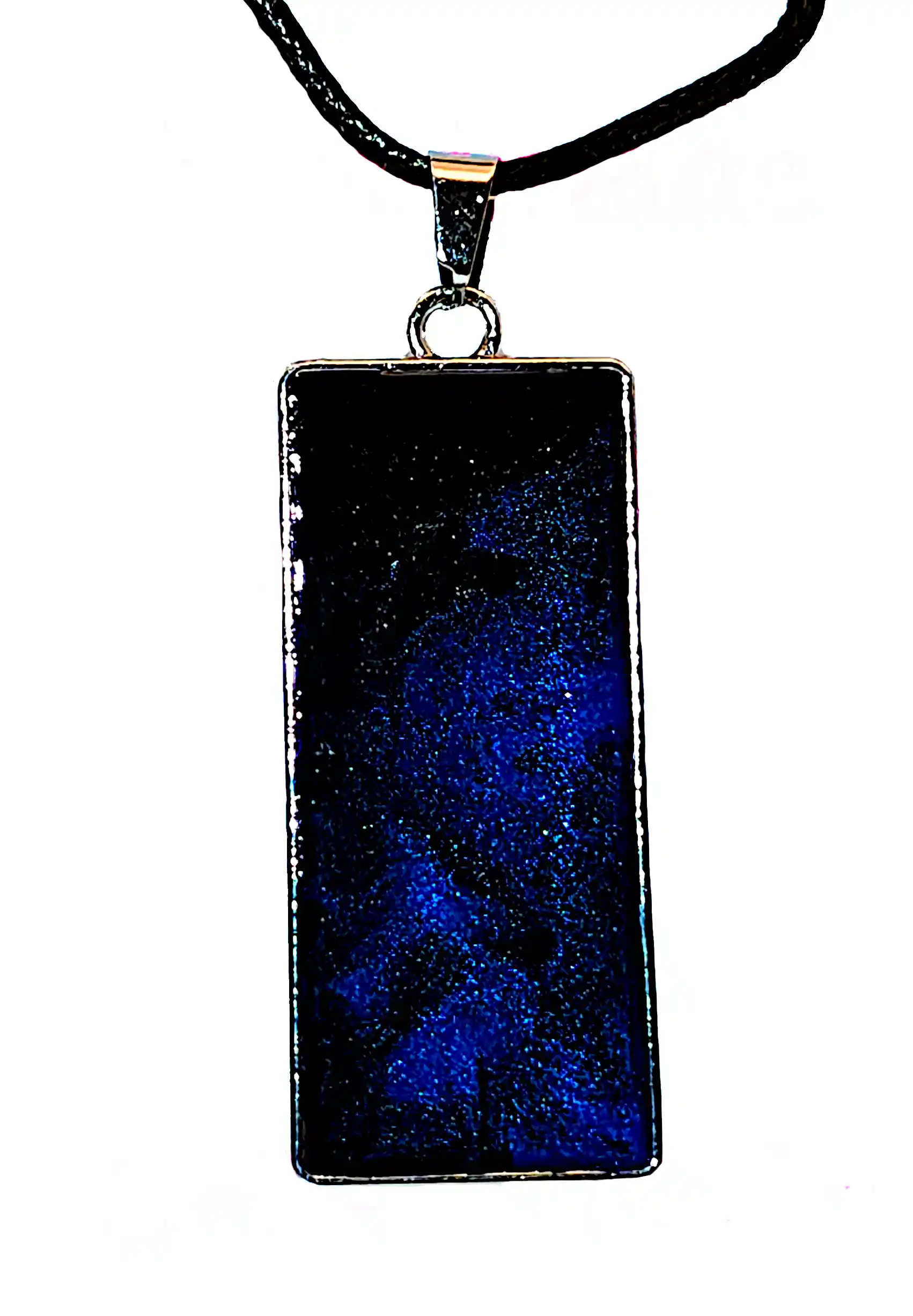 Pandantive din Rășină Epoxidică - Pandantiv Handmade din Rășină – Rectangular Albastru Midnight cu Textură Irizată – SM 221