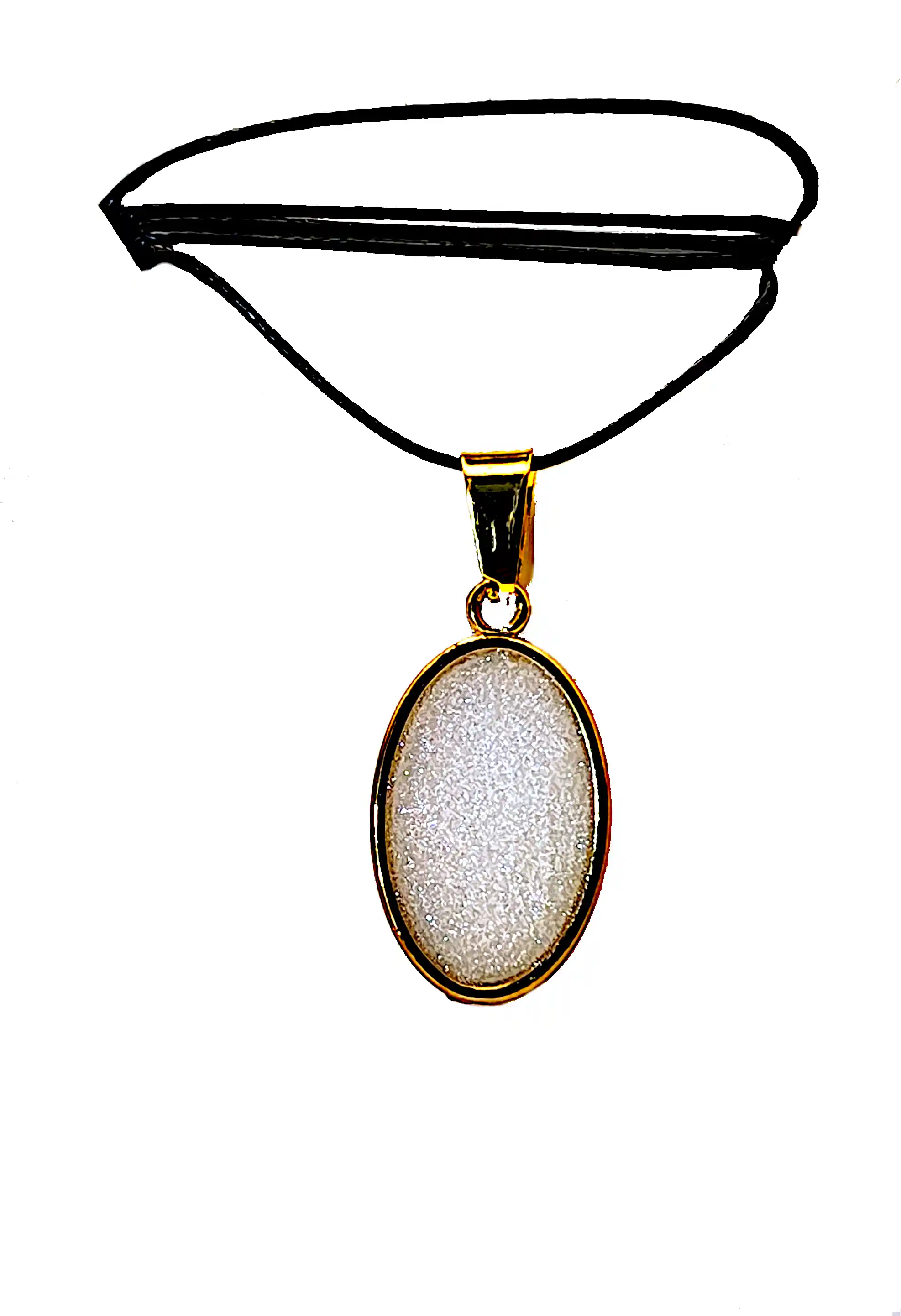 Pandantive din Rășină Epoxidică - Pandantiv Handmade din Rășină – Oval Alb Sidefat cu Ramă Aurie – Model Unicat SM 205