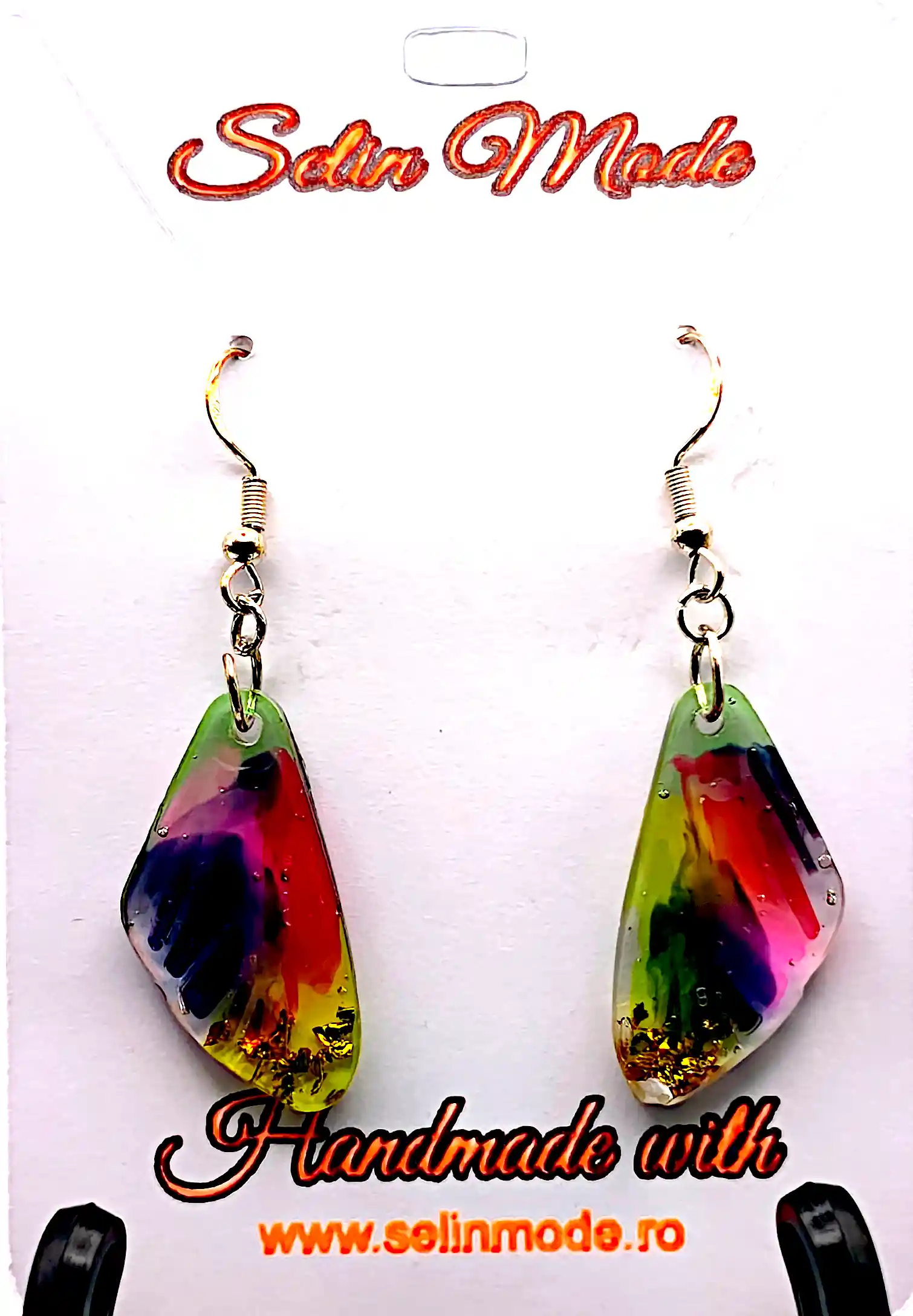 Cercei - Cercei din Rășină Multicoloră cu Reflexe Irizate – Handmade SM194