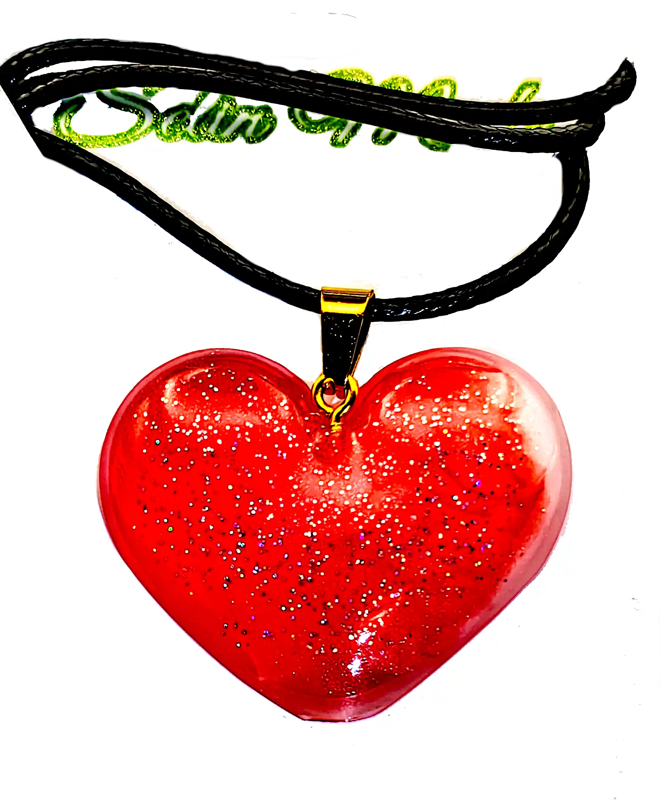 Pandantive din Rășină Epoxidică - Pandantiv Inimă Roșie din Rășină Epoxidică cu Sclipici Holografic – SM 207 | Selin Mode