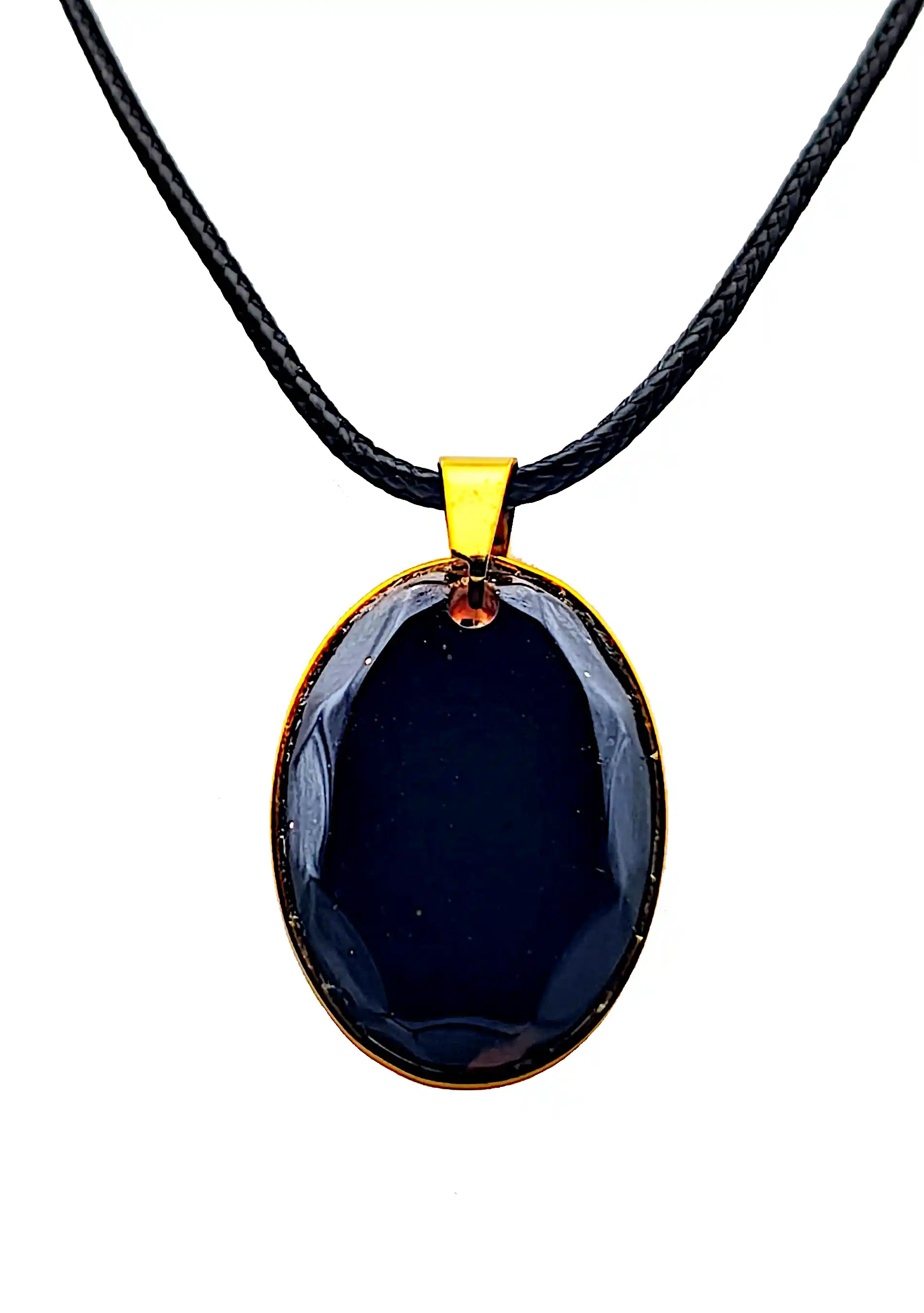 Pandantive din Rășină Epoxidică - Pandantiv Handmade din Rășină Negru Lucios, Oval – SM 175 | Selin Mode