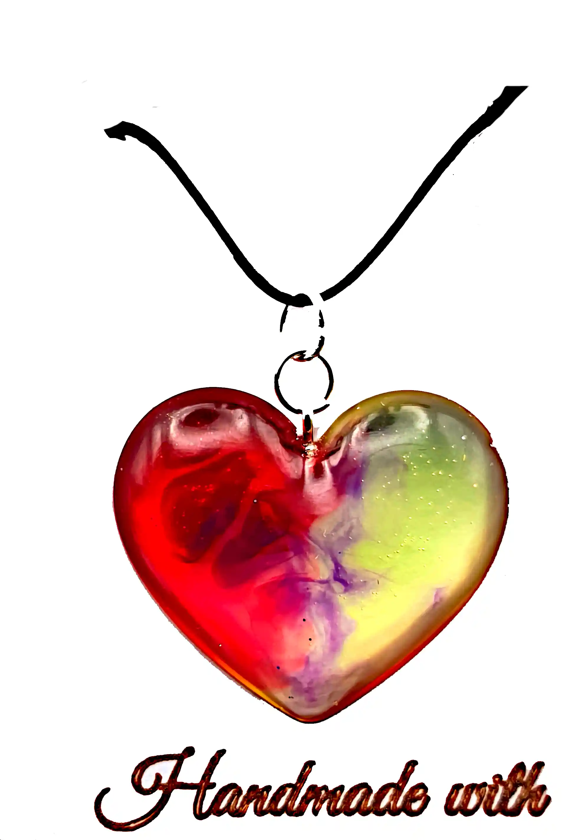 Pandantive din Rășină Epoxidică - Pandantiv handmade din rășină epoxidică în formă de inimă – Multicolor | SM 190