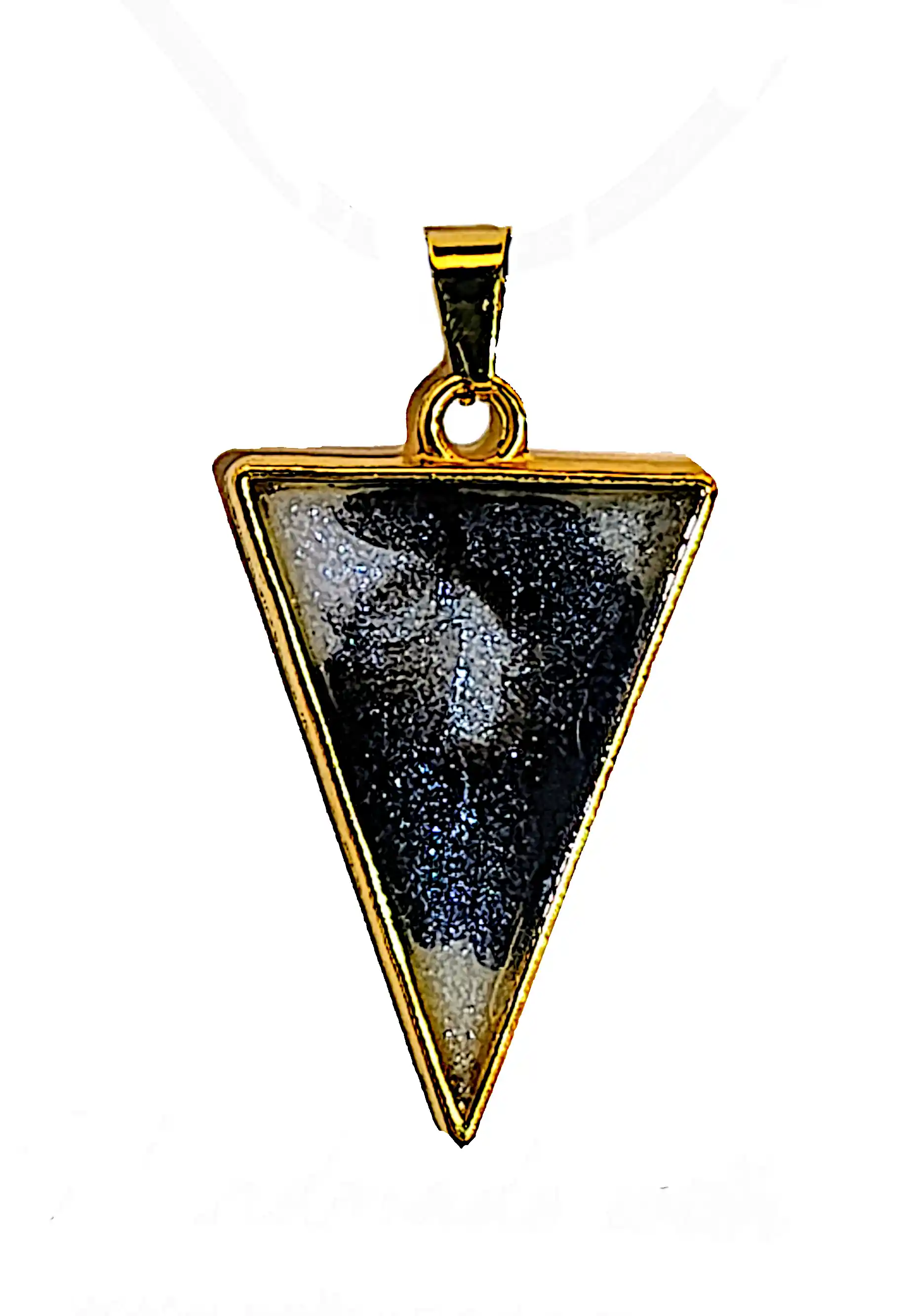 Pandantiv Handmade din Rășină în Montură Triunghiulară Auriu-Negru – SM 182 | Selin Mode [1]