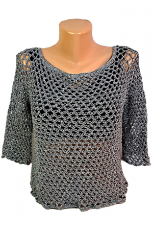 Bluze dama - Bluză croșetată manual cu model aerisit și mâneci trei sferturi – SM 19 B – Selin Mode