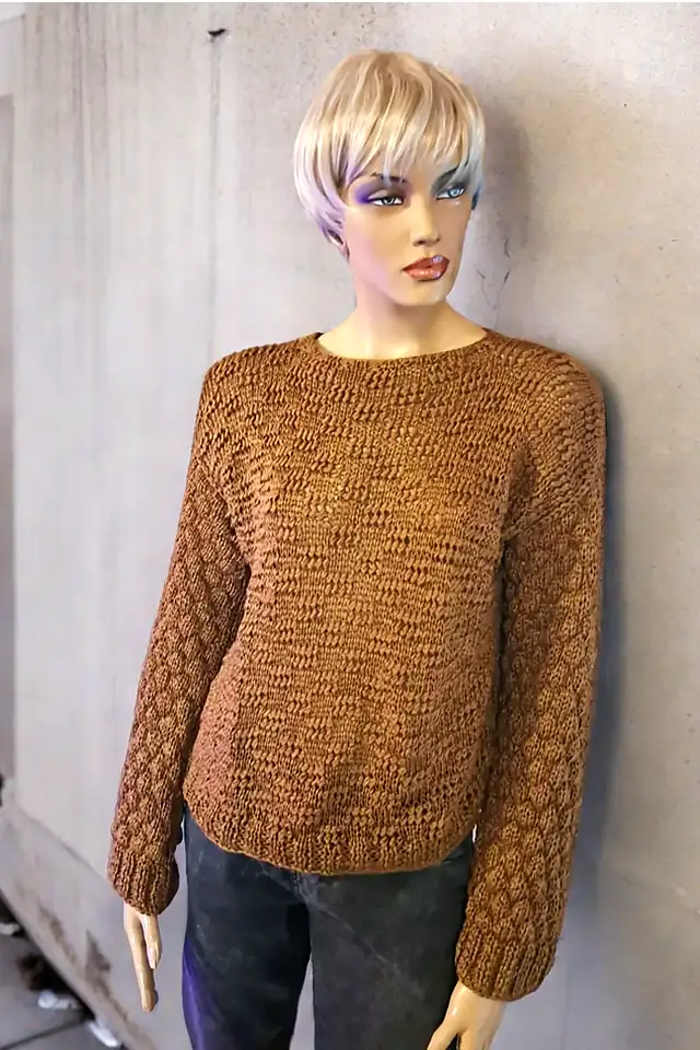 Bluză croșetată manual cu mâneci lungi și model texturat – SM 26 B – Selin Mode [1]