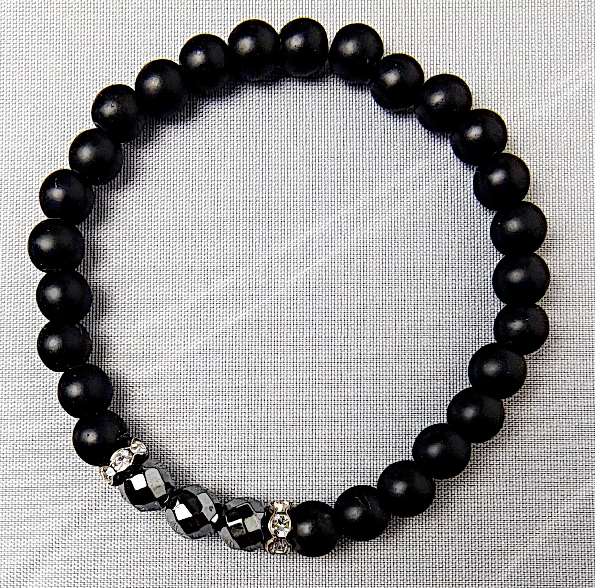 Bratari - Brățară din hematit și onix negru, biluțe 6 mm, mărime 15 cm – SM 134