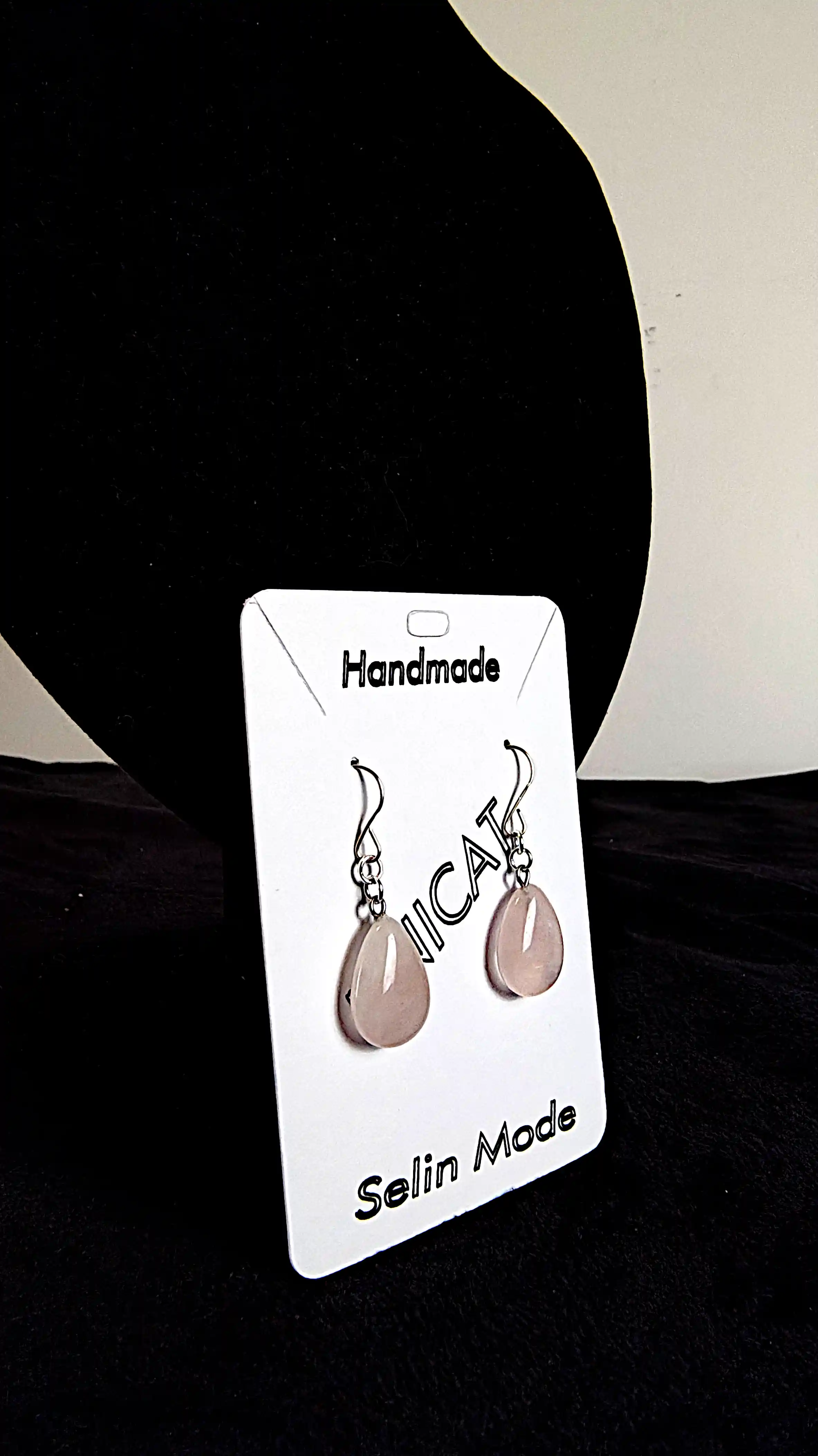 Cercei cu Piatră Naturală de Cuarț Roz în Formă de Lacrimă – Handmade SM68 [1]