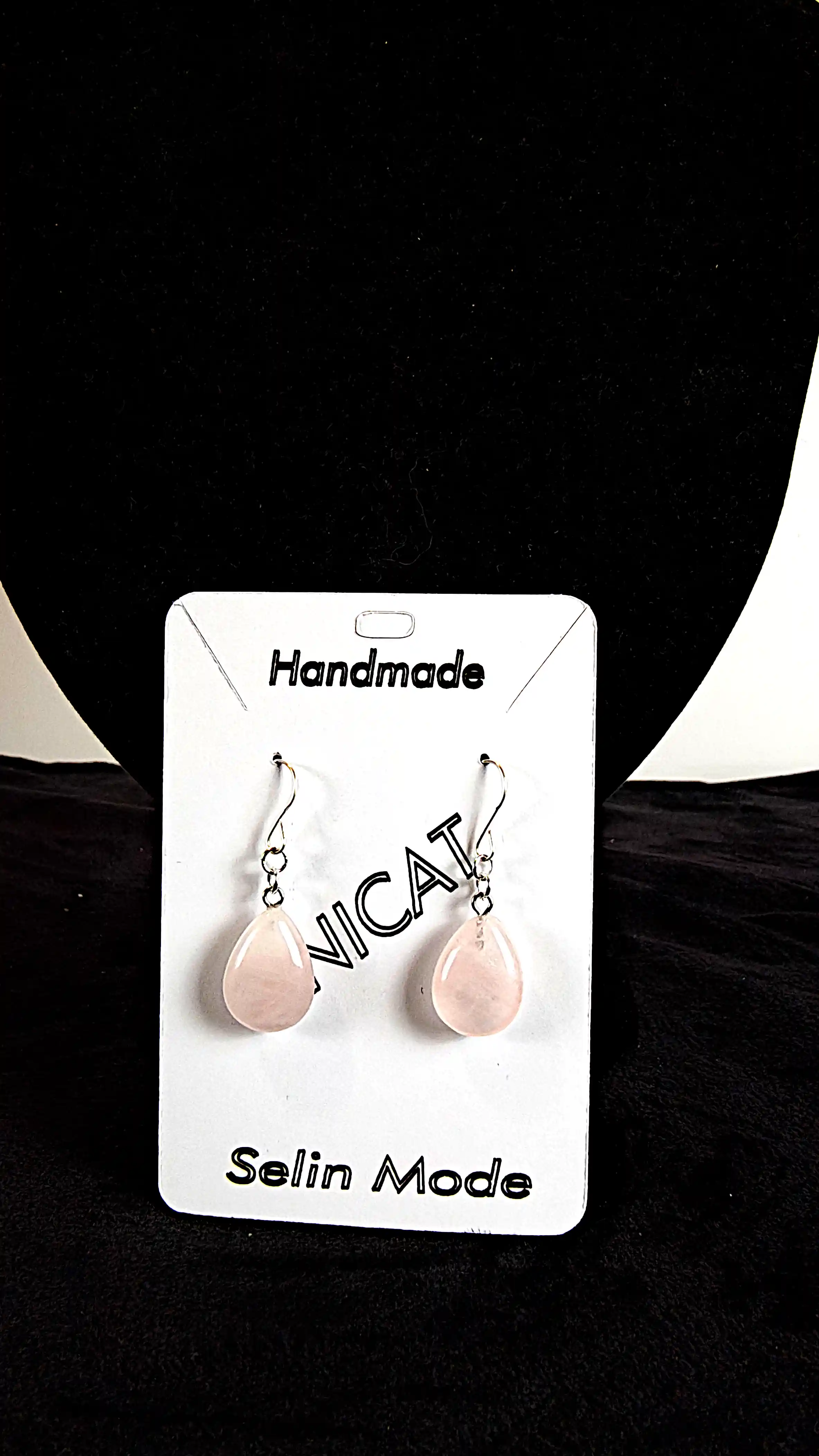 Bijuterii damă pietre semiprețioase - Cercei cu Piatră Naturală de Cuarț Roz în Formă de Lacrimă – Handmade SM68