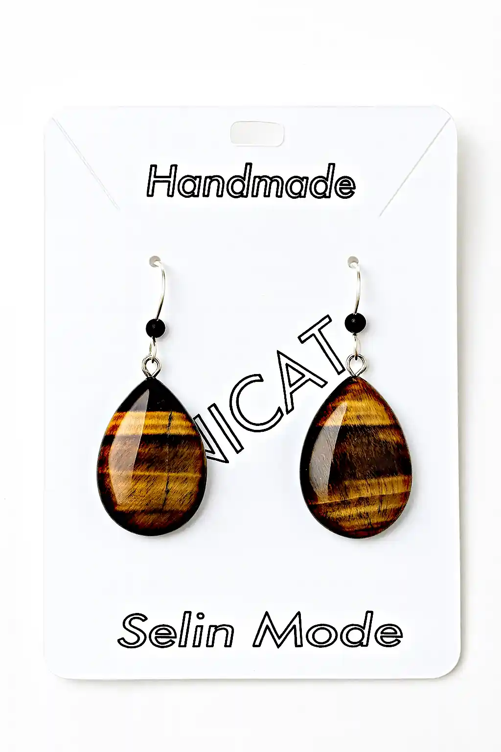 Bijuterii damă pietre semiprețioase - Cercei cu Piatră Naturală Ochi de Tigru în Formă de Lacrimă – Handmade SM56